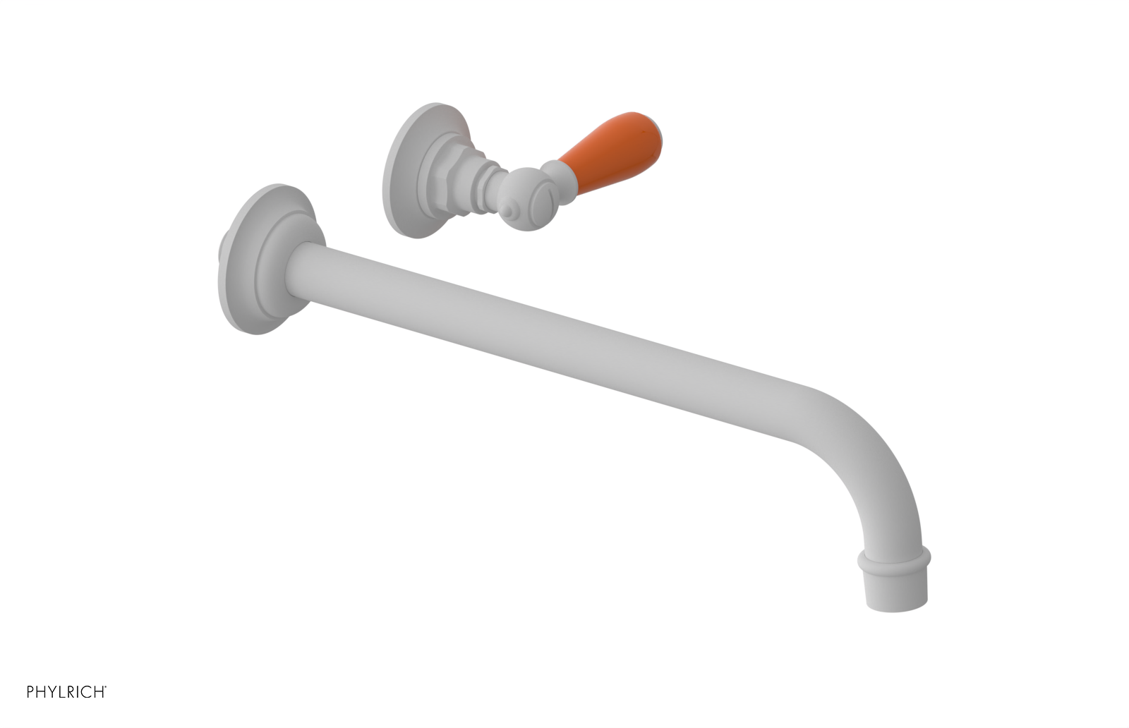 JAMESTOWN Single Handle Wall Lavatory Set - 12" Spout with "Orange" Accents 165-16-12