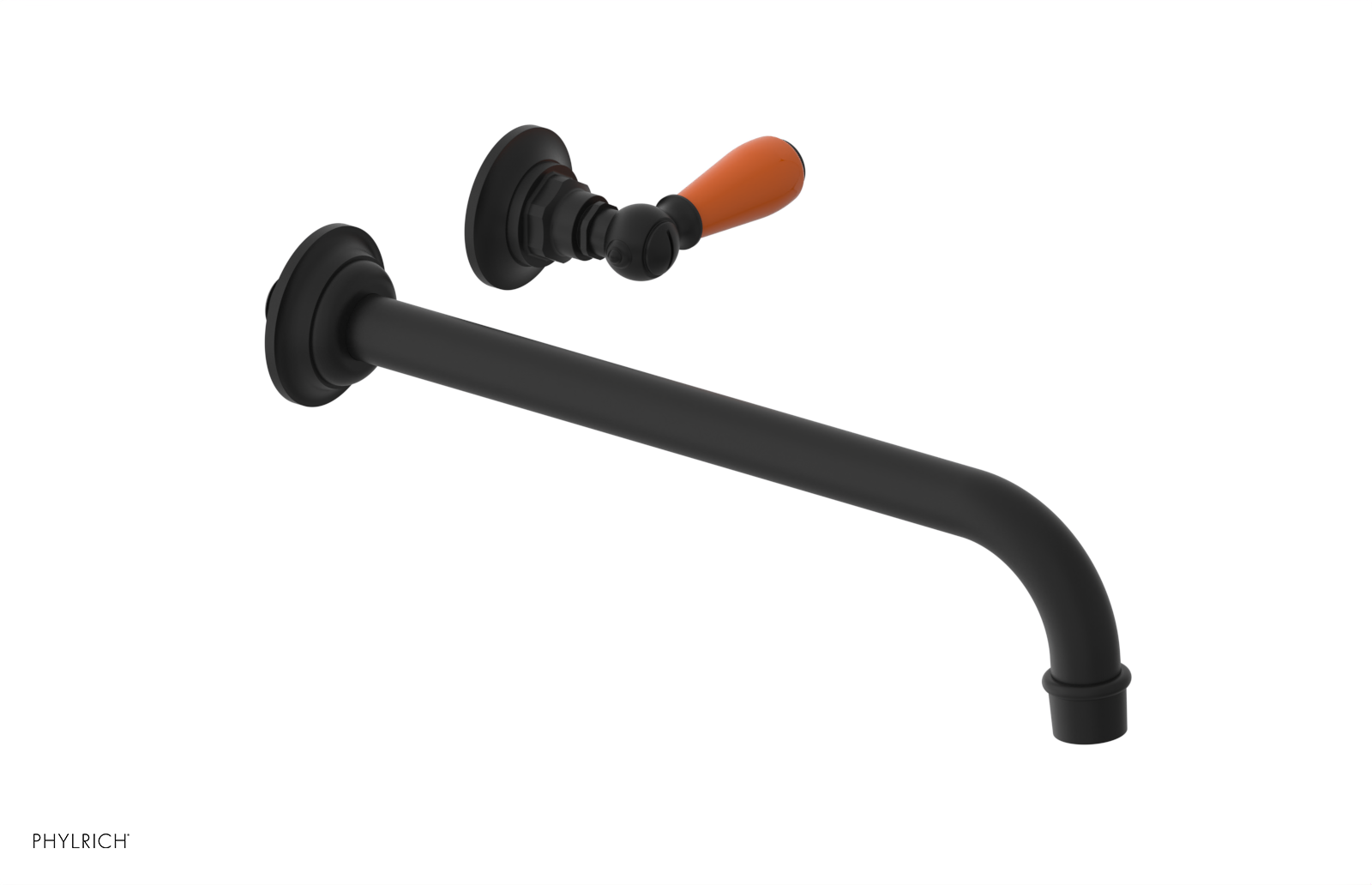 JAMESTOWN Single Handle Wall Lavatory Set - 12" Spout with "Orange" Accents 165-16-12