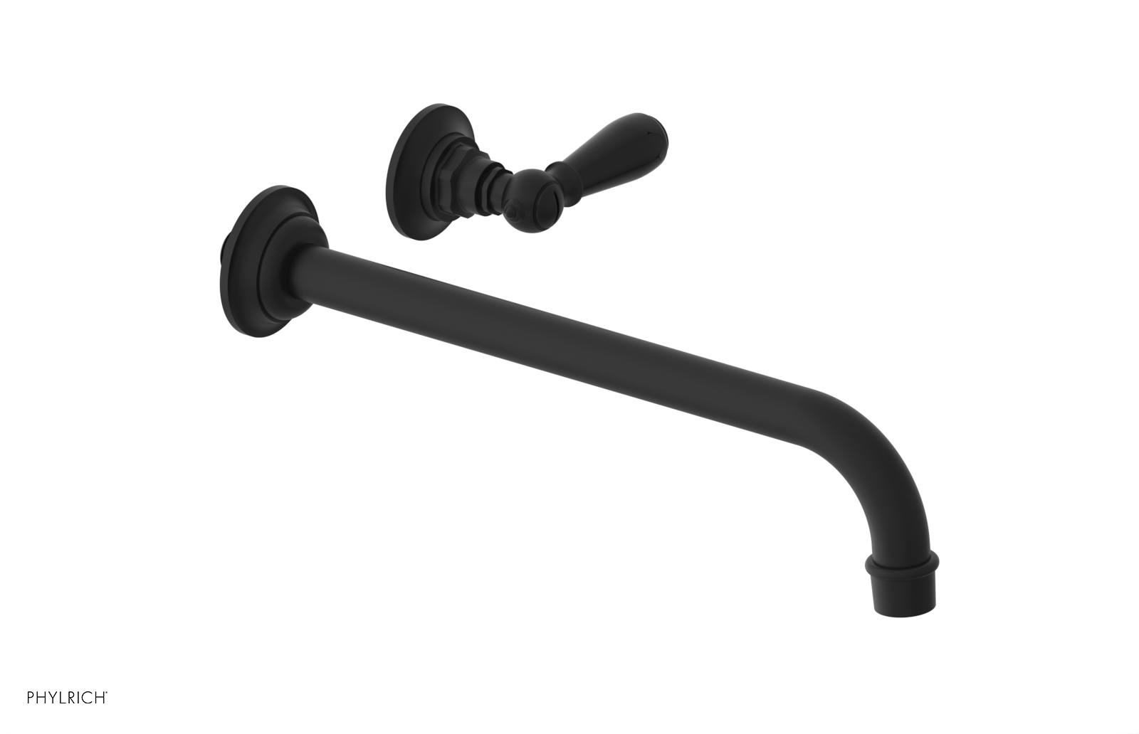 JAMESTOWN Single Handle Wall Lavatory Set - 12" Spout with "Black" Accents 165-16-12