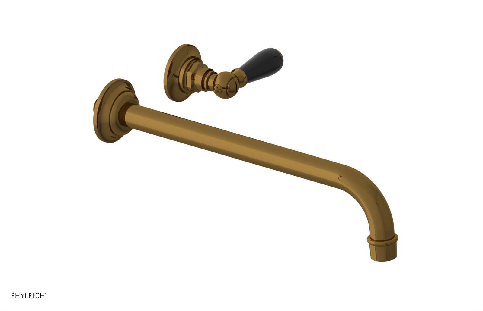 JAMESTOWN Single Handle Wall Lavatory Set - 12" Spout with "Black" Accents 165-16-12