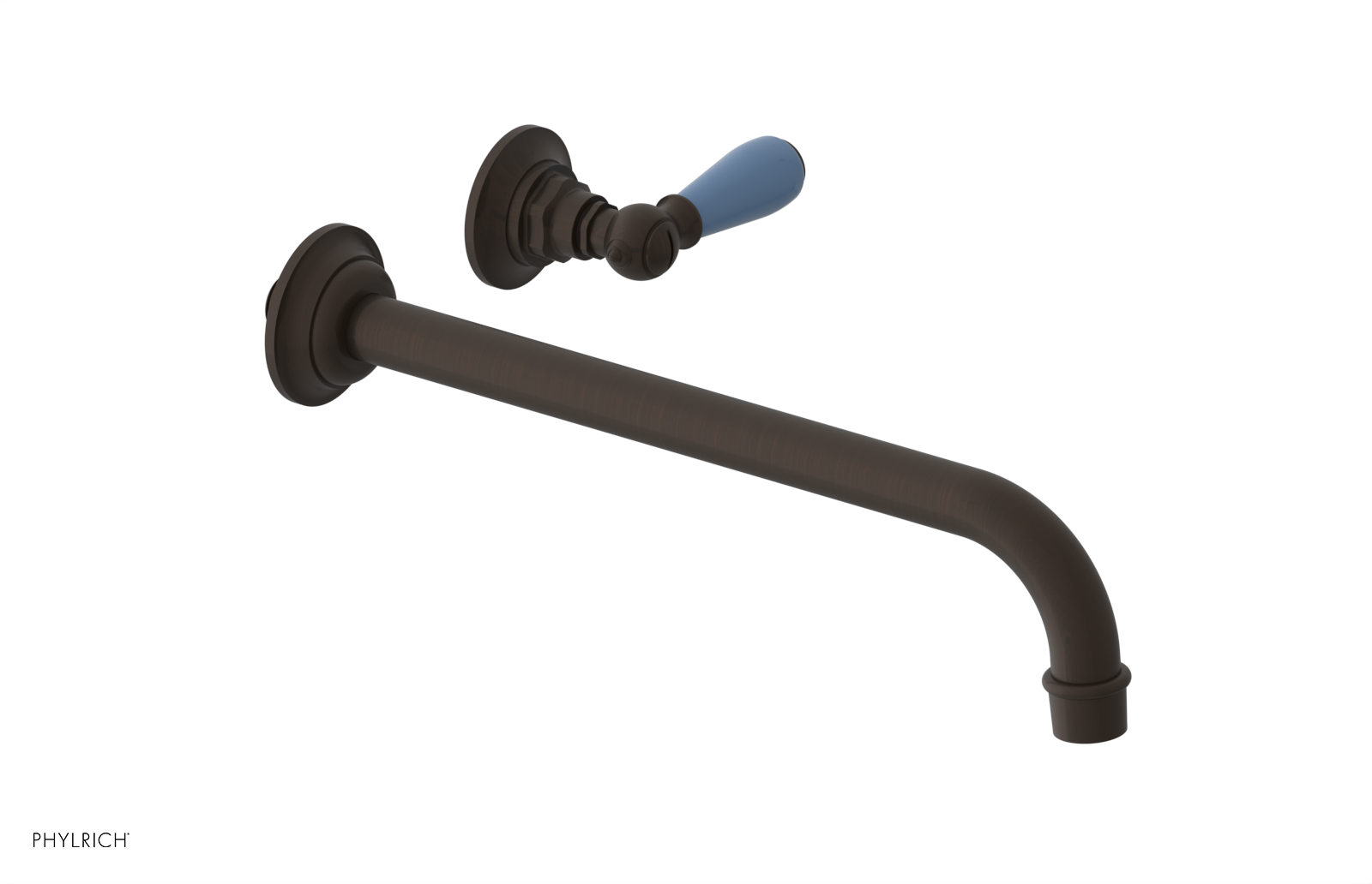 JAMESTOWN Single Handle Wall Lavatory Set - 12" Spout with "Light Blue" Accents 165-16-12