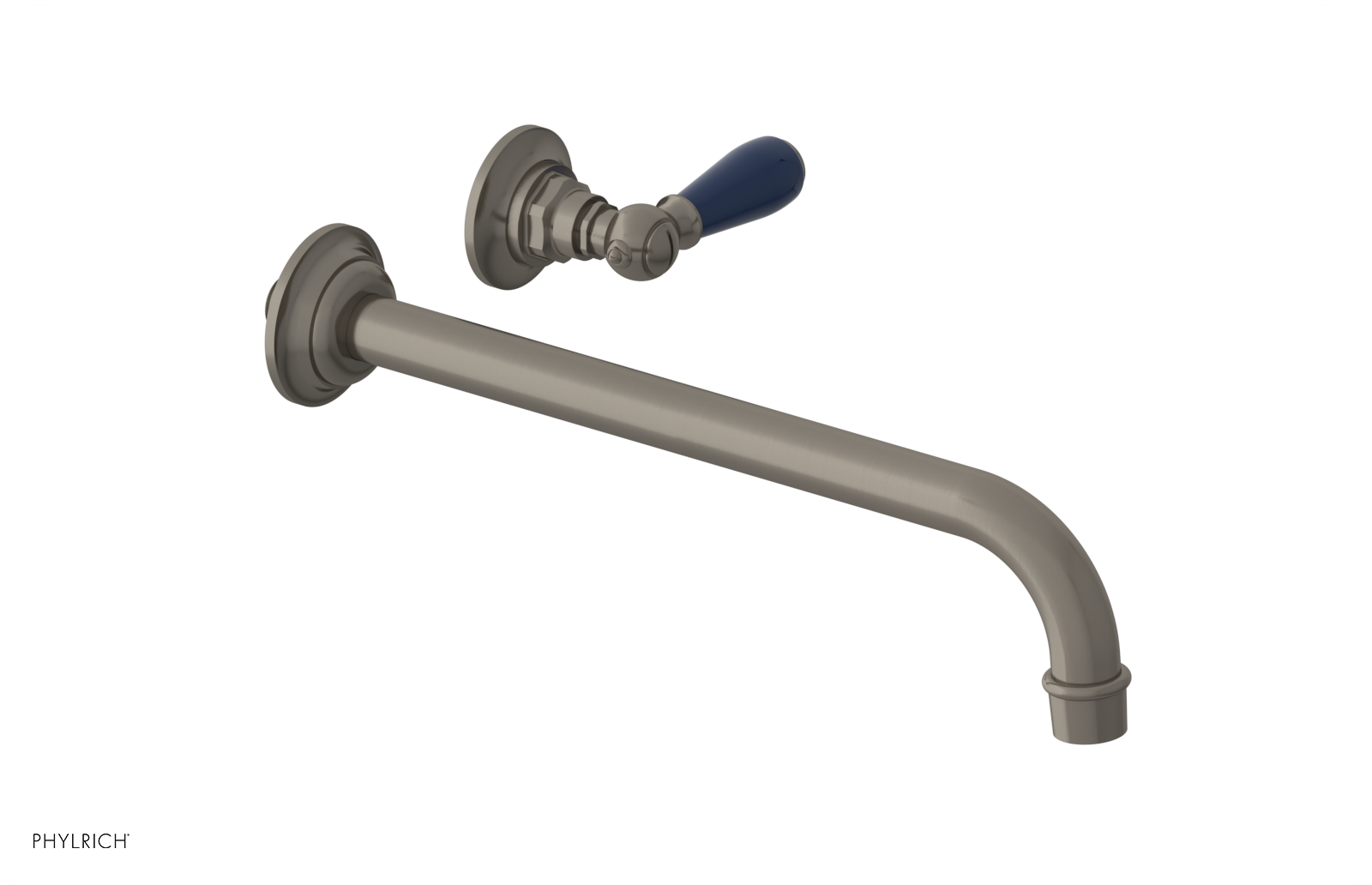 JAMESTOWN Single Handle Wall Lavatory Set - 12" Spout with "Navy Blue" Accents 165-16-12