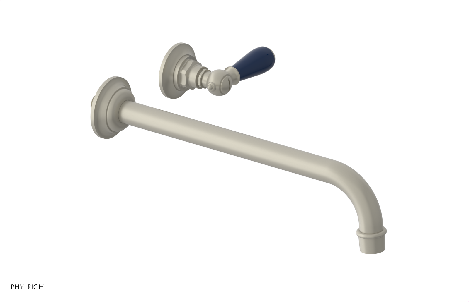 JAMESTOWN Single Handle Wall Lavatory Set - 12" Spout with "Navy Blue" Accents 165-16-12