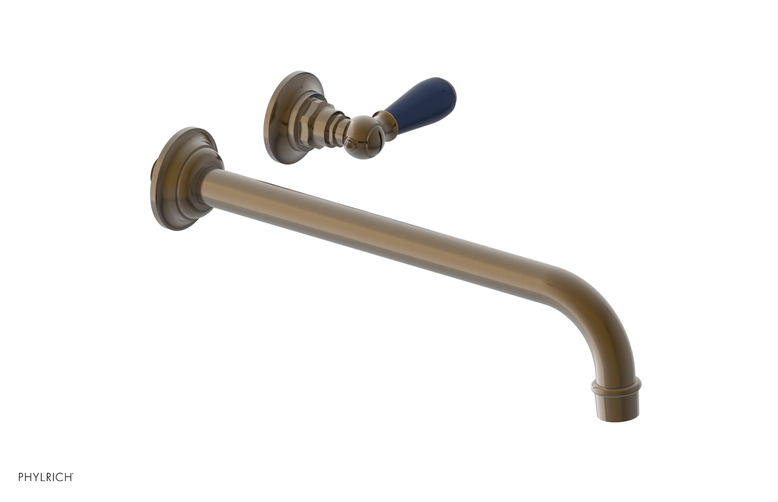 JAMESTOWN Single Handle Wall Lavatory Set - 12" Spout with "Navy Blue" Accents 165-16-12