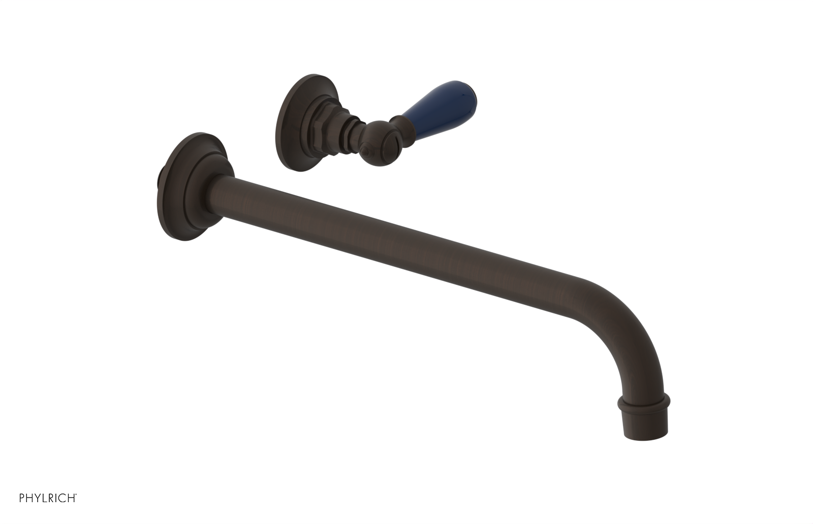 JAMESTOWN Single Handle Wall Lavatory Set - 12" Spout with "Navy Blue" Accents 165-16-12