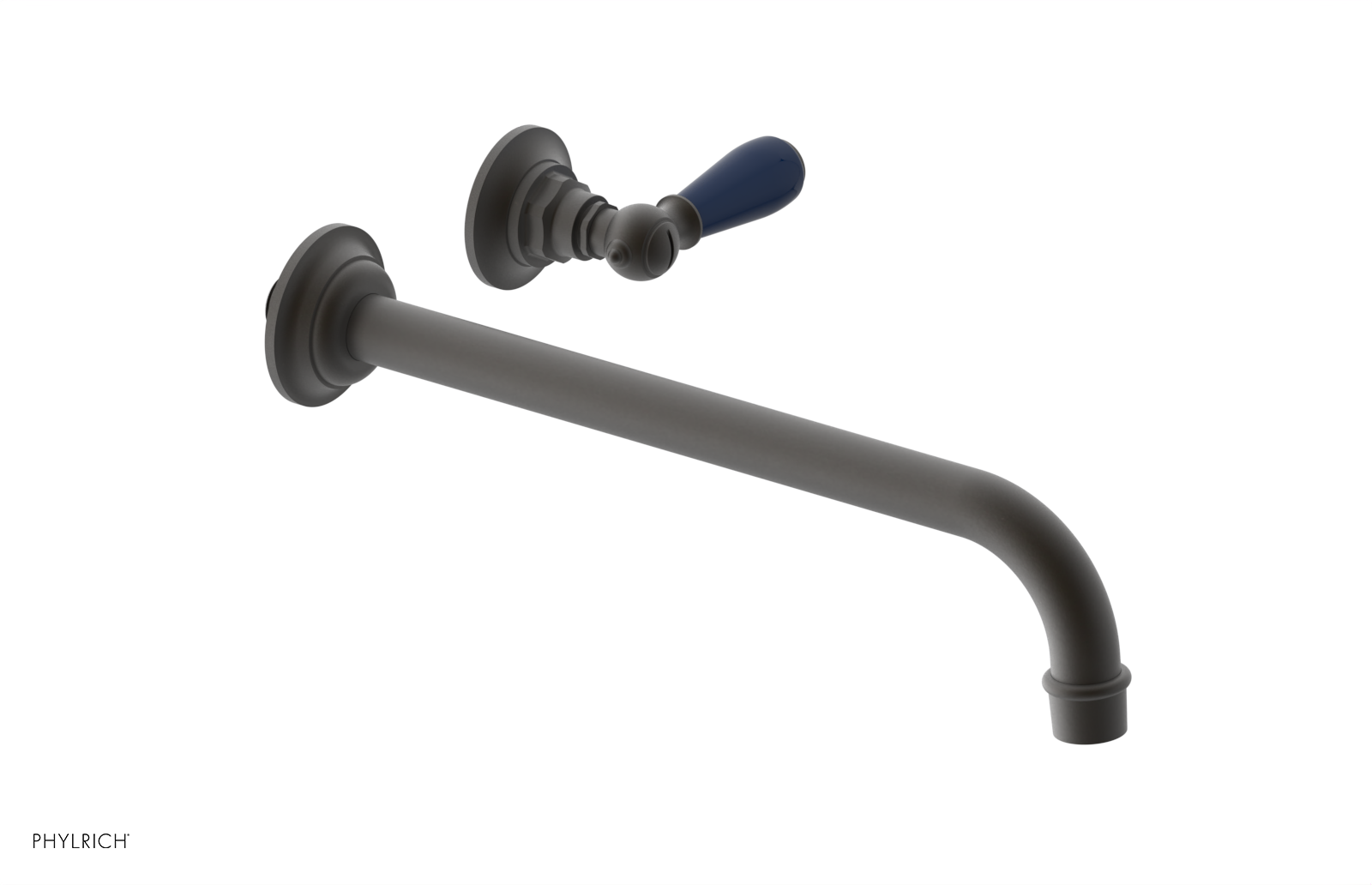 JAMESTOWN Single Handle Wall Lavatory Set - 12" Spout with "Navy Blue" Accents 165-16-12