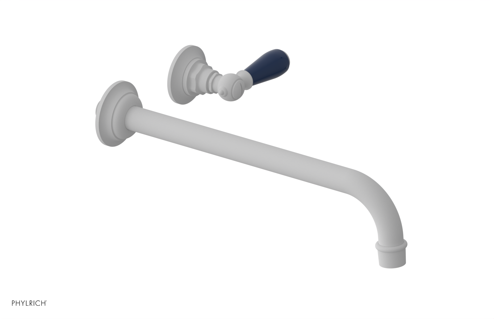 JAMESTOWN Single Handle Wall Lavatory Set - 12" Spout with "Navy Blue" Accents 165-16-12