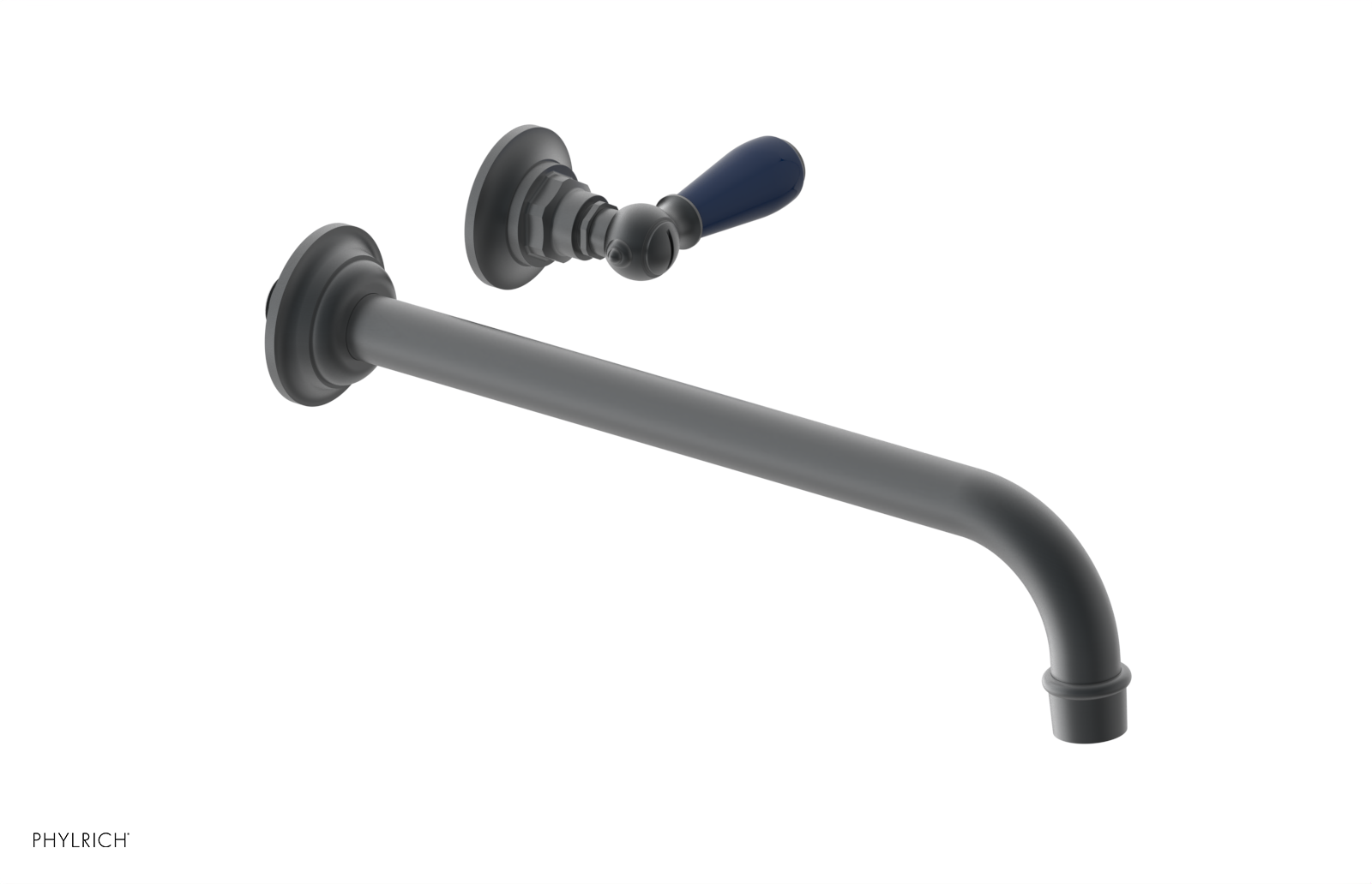 JAMESTOWN Single Handle Wall Lavatory Set - 12" Spout with "Navy Blue" Accents 165-16-12