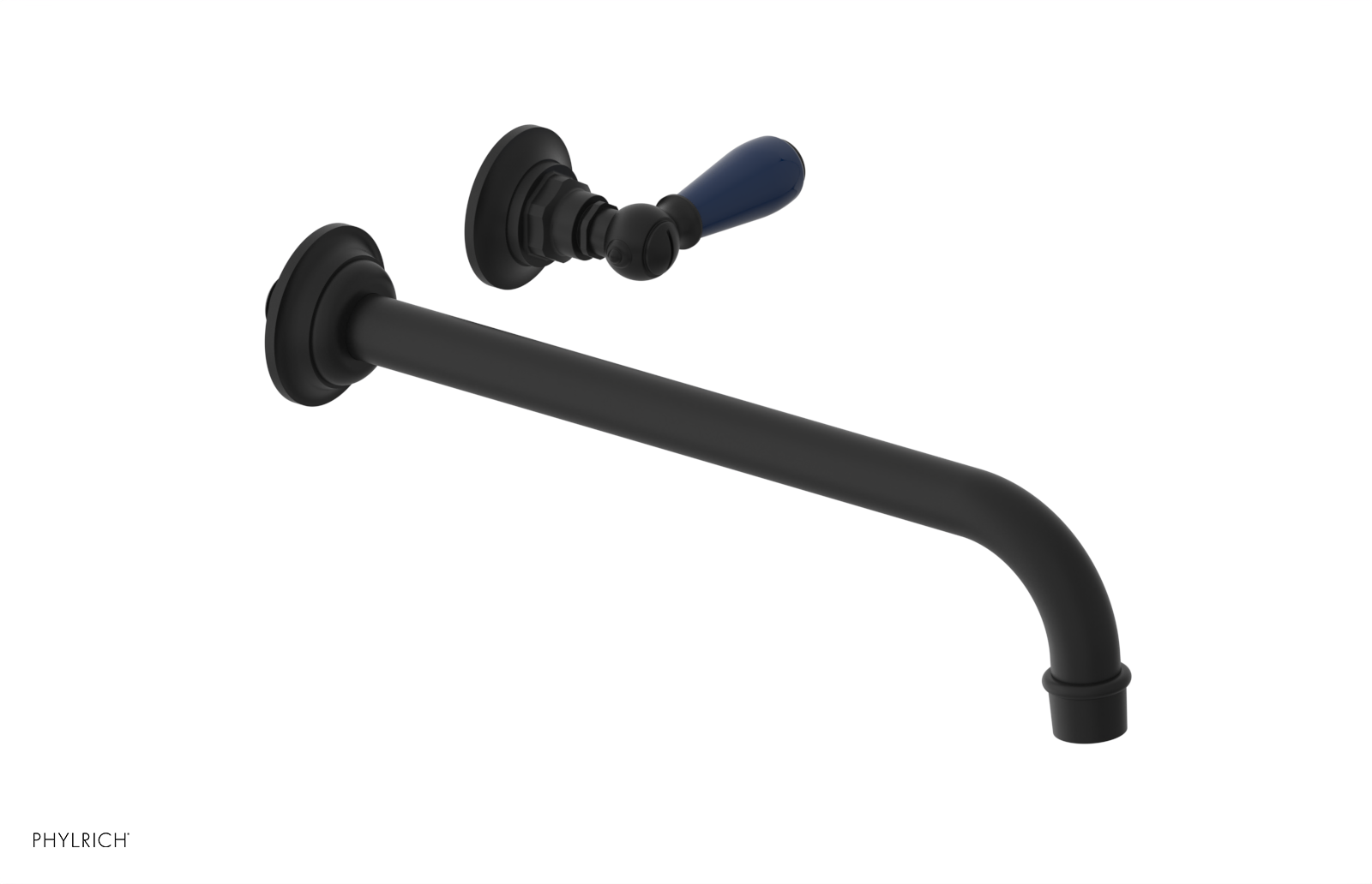 JAMESTOWN Single Handle Wall Lavatory Set - 12" Spout with "Navy Blue" Accents 165-16-12
