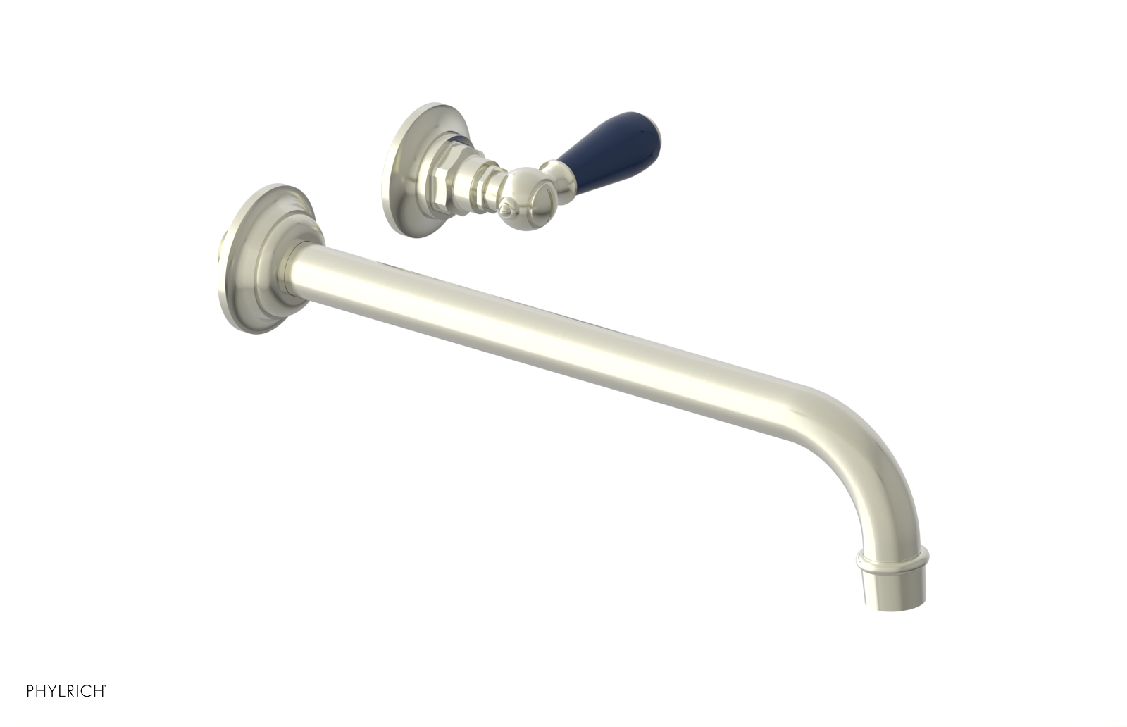 JAMESTOWN Single Handle Wall Lavatory Set - 12" Spout with "Navy Blue" Accents 165-16-12