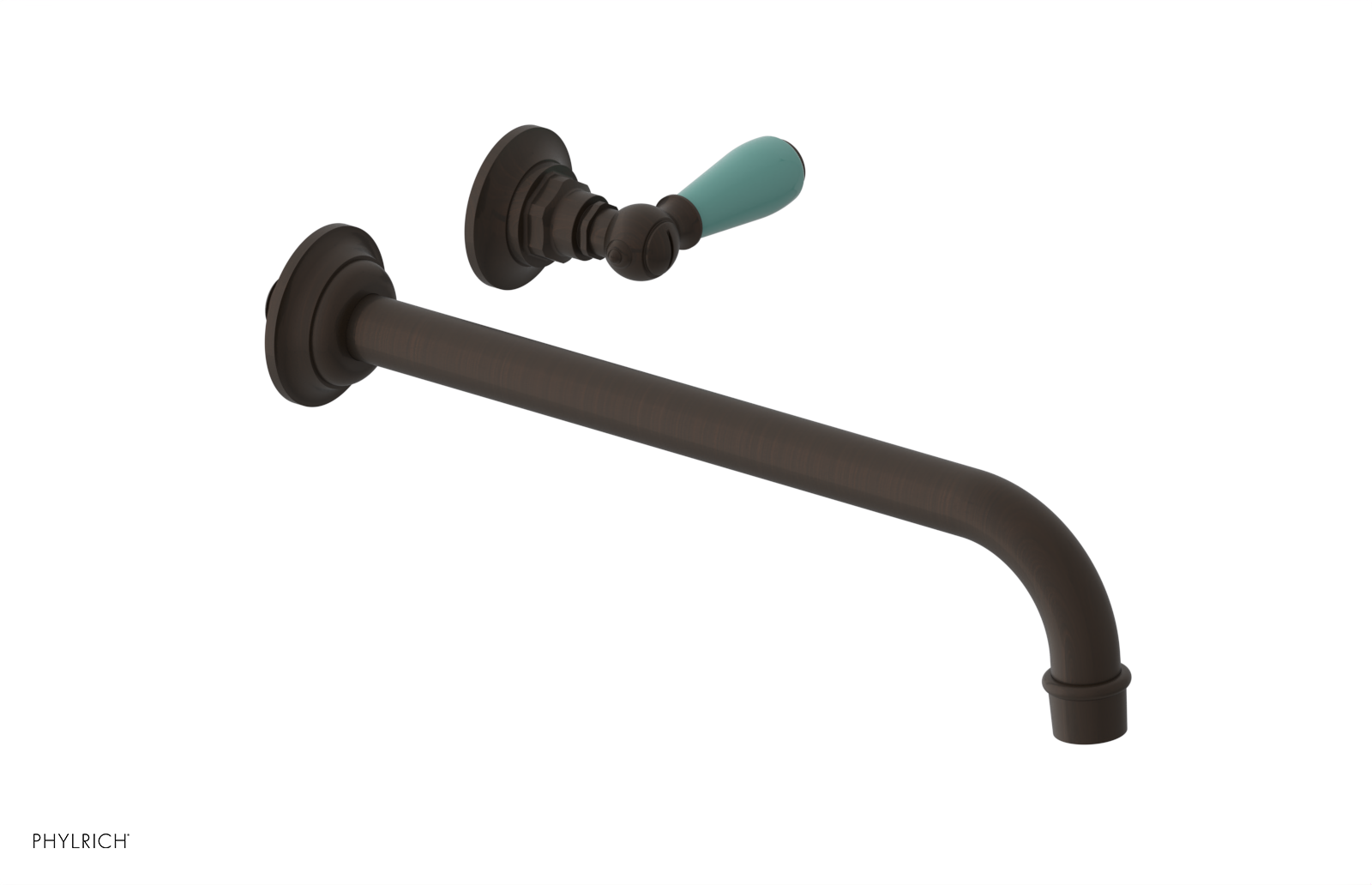 JAMESTOWN Single Handle Wall Lavatory Set - 12" Spout with "Turqoise" Accents 165-16-12