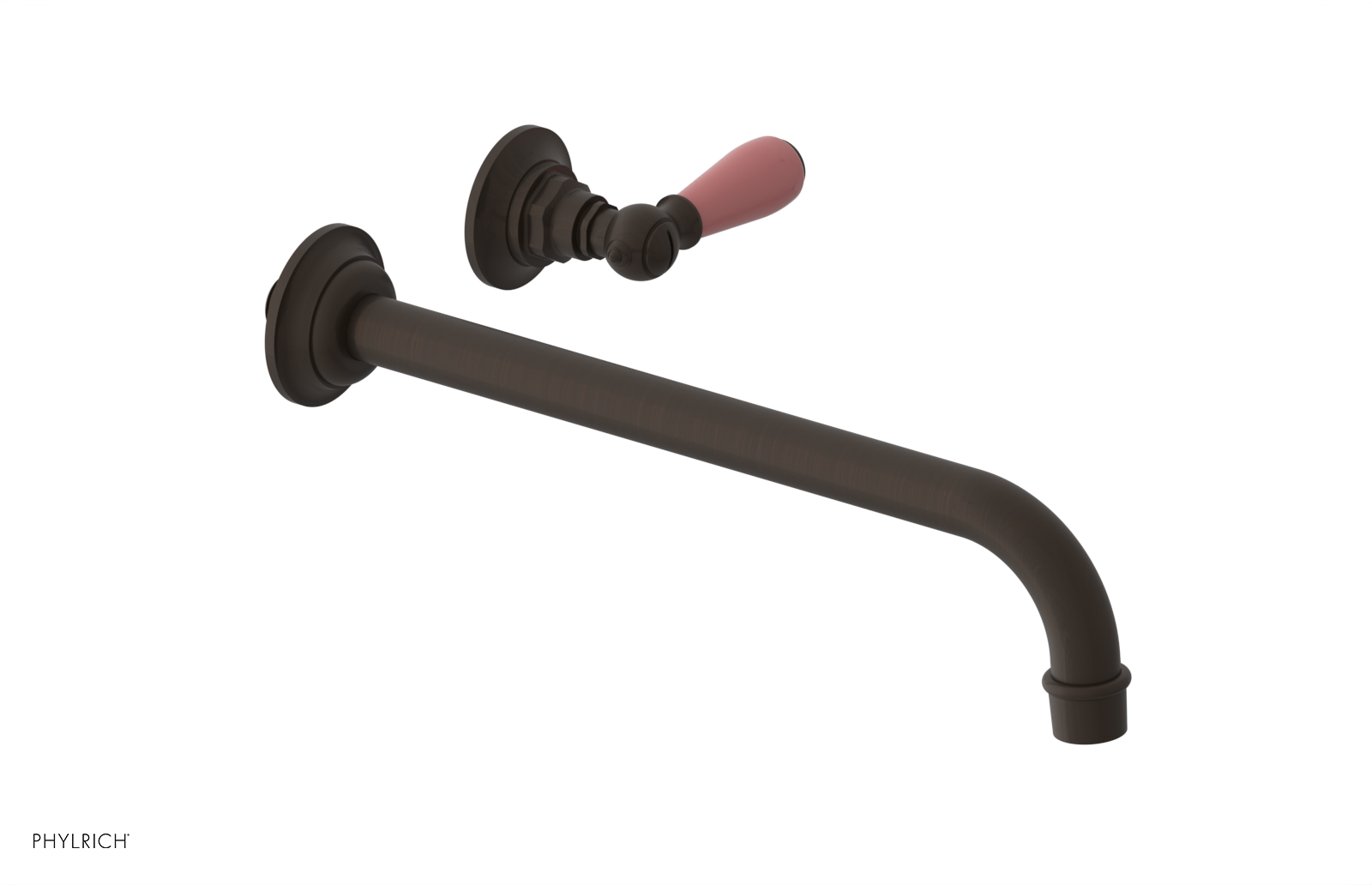 JAMESTOWN Single Handle Wall Lavatory Set - 12" Spout with "Pink" Accents 165-16-12