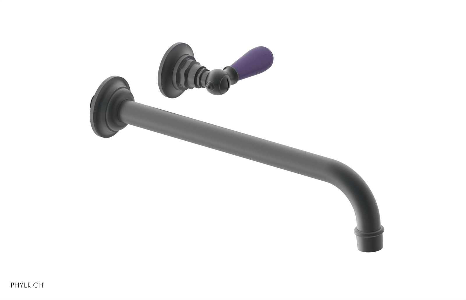 JAMESTOWN Single Handle Wall Lavatory Set - 12" Spout with "Purple" Accents 165-16-12