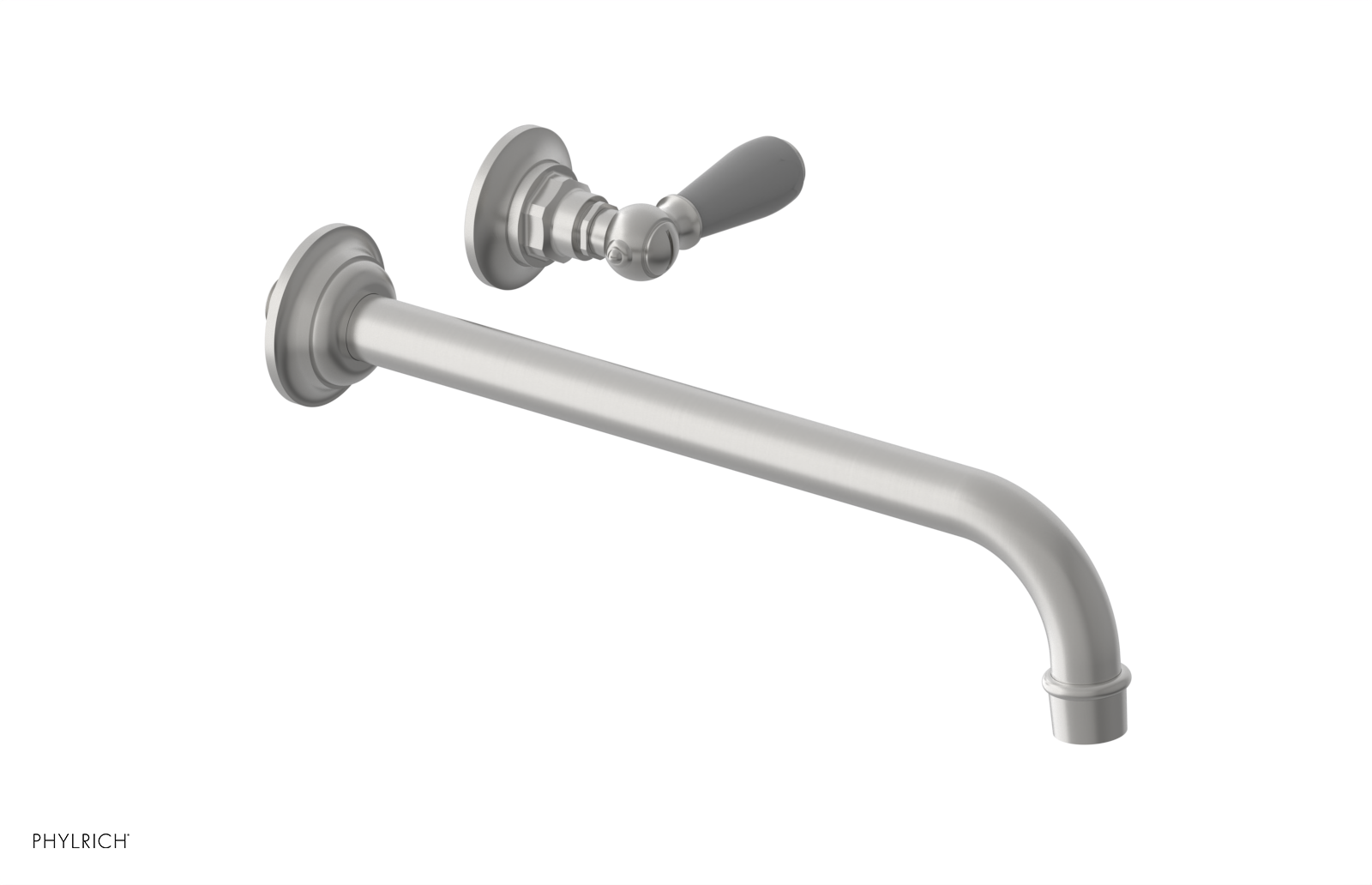 JAMESTOWN Single Handle Wall Lavatory Set - 12" Spout with "Grey" Accents 165-16-12