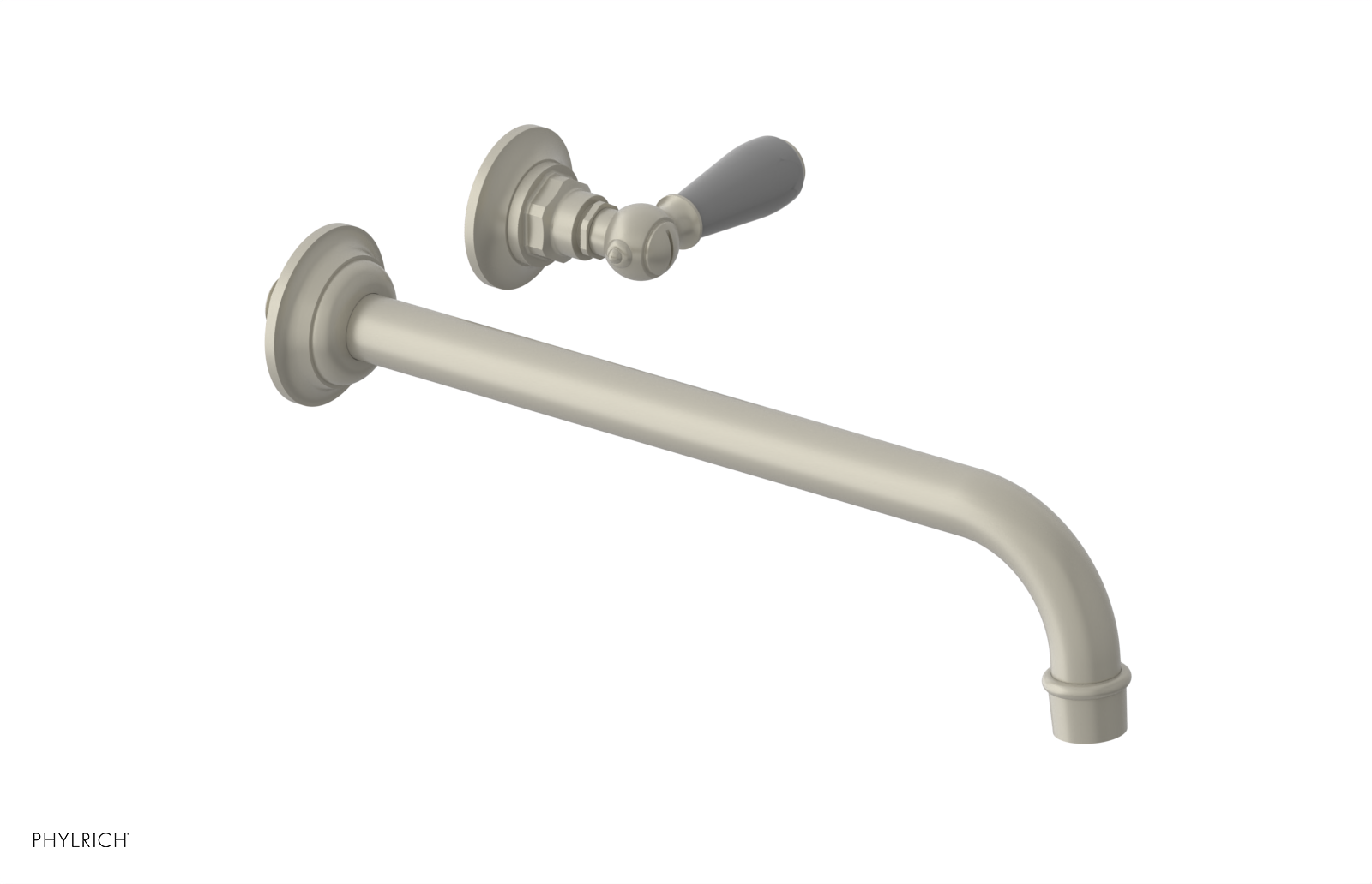 JAMESTOWN Single Handle Wall Lavatory Set - 12" Spout with "Grey" Accents 165-16-12