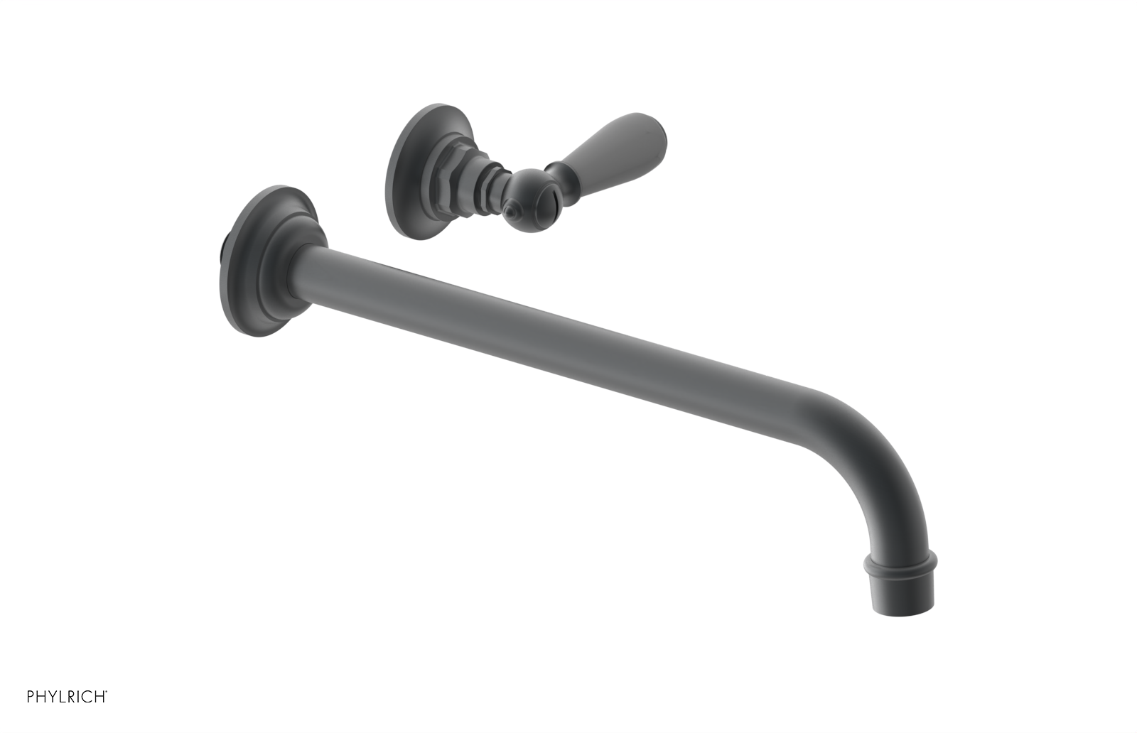 JAMESTOWN Single Handle Wall Lavatory Set - 12" Spout with "Grey" Accents 165-16-12
