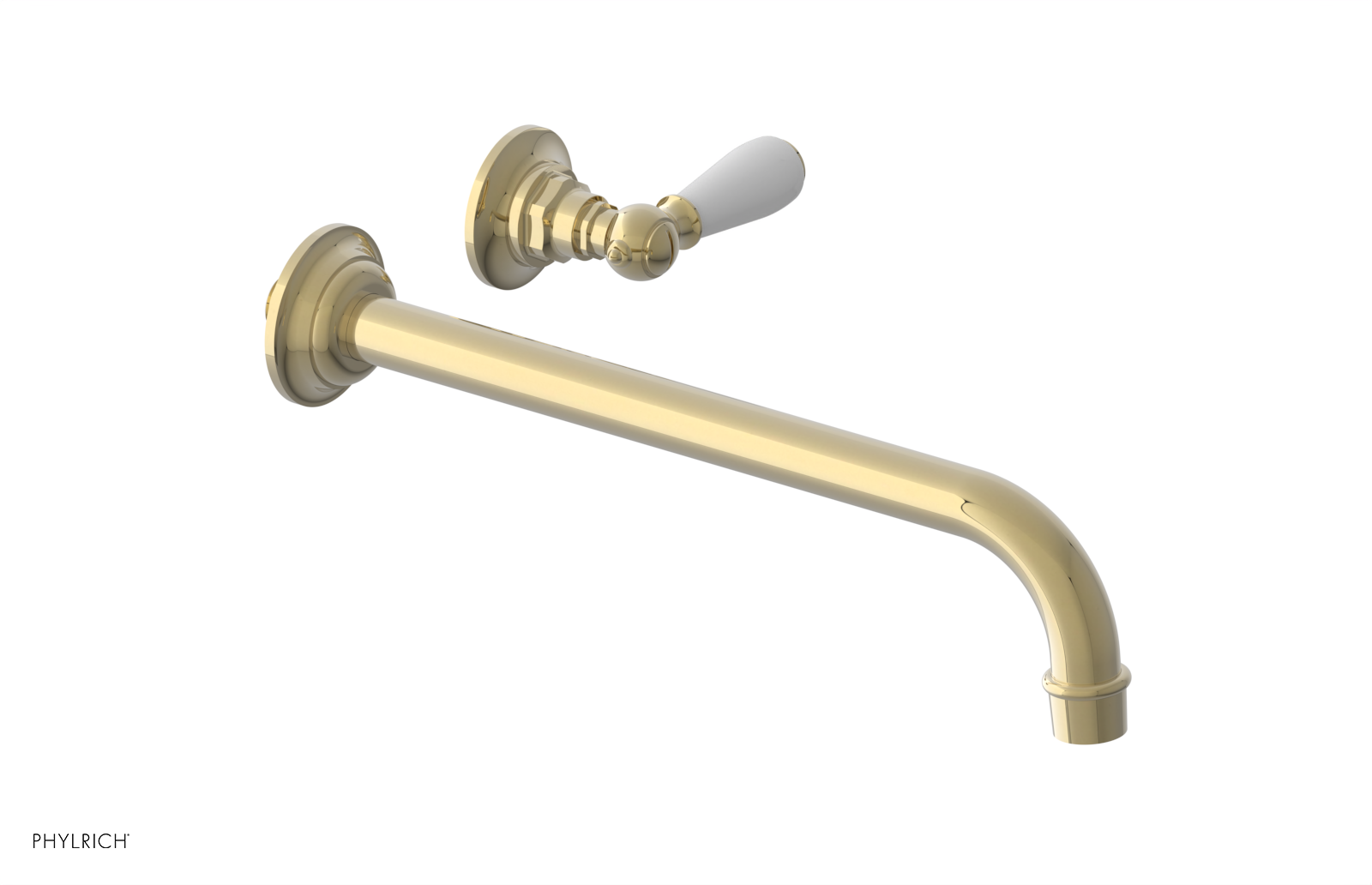 JAMESTOWN Single Handle Wall Lavatory Set - 12" Spout with "White" Accents 165-16-12