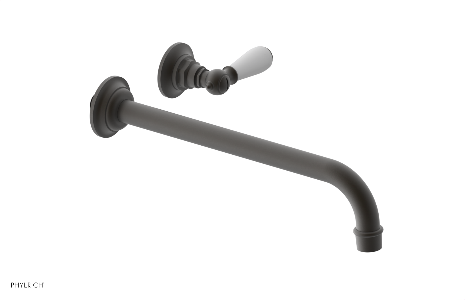 JAMESTOWN Single Handle Wall Lavatory Set - 12" Spout with "White" Accents 165-16-12