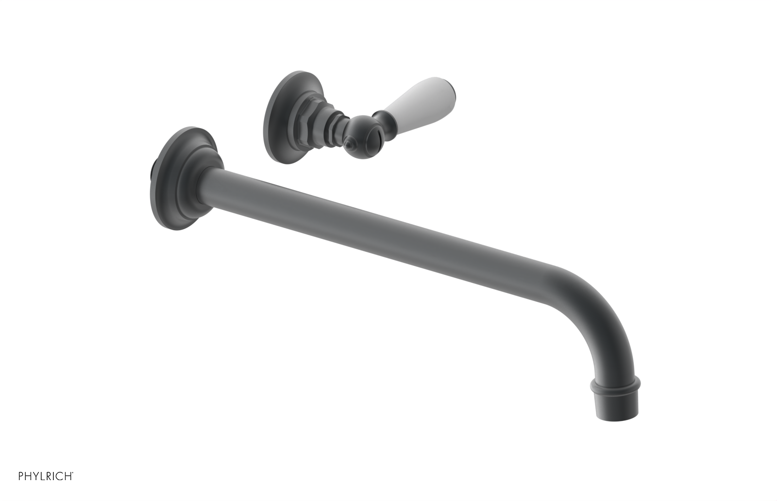 JAMESTOWN Single Handle Wall Lavatory Set - 12" Spout with "White" Accents 165-16-12