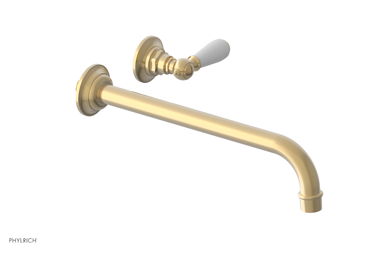 JAMESTOWN Single Handle Wall Lavatory Set - 12" Spout with "White" Accents 165-16-12