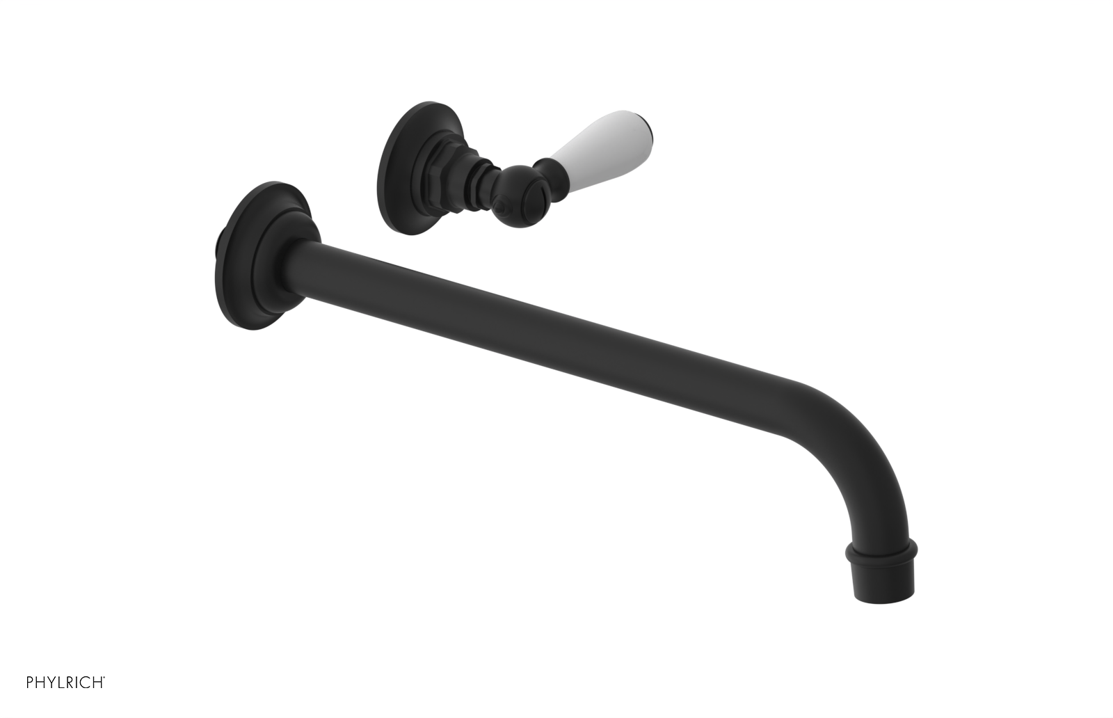 JAMESTOWN Single Handle Wall Lavatory Set - 12" Spout with "White" Accents 165-16-12