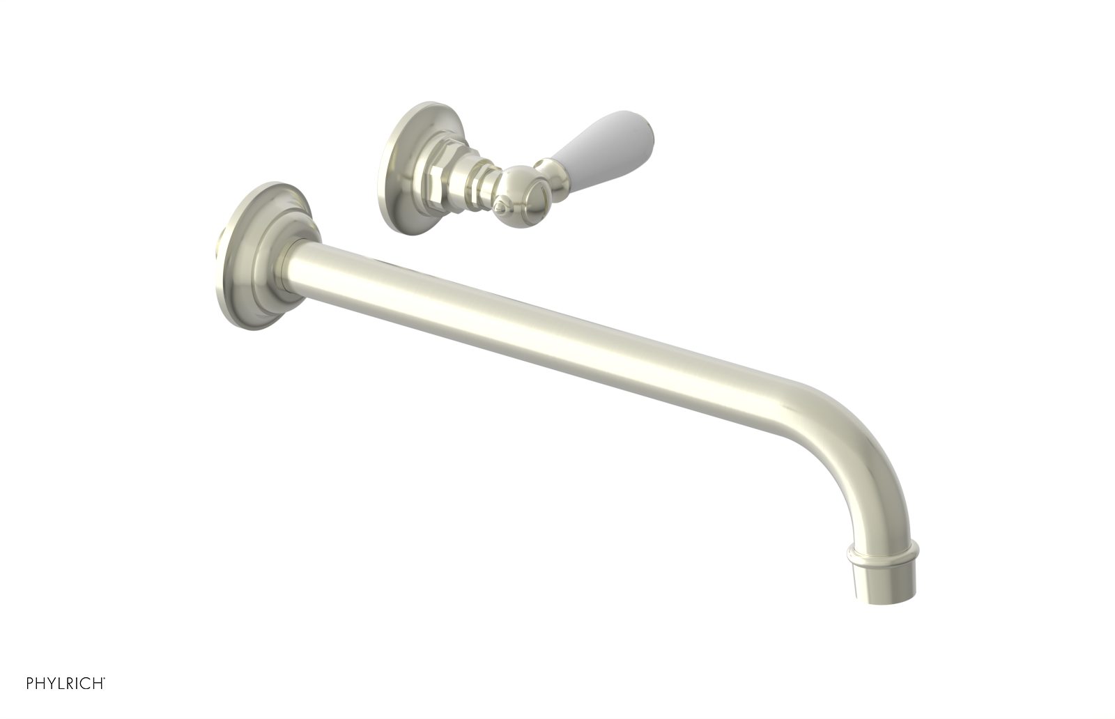 JAMESTOWN Single Handle Wall Lavatory Set - 12" Spout with "White" Accents 165-16-12