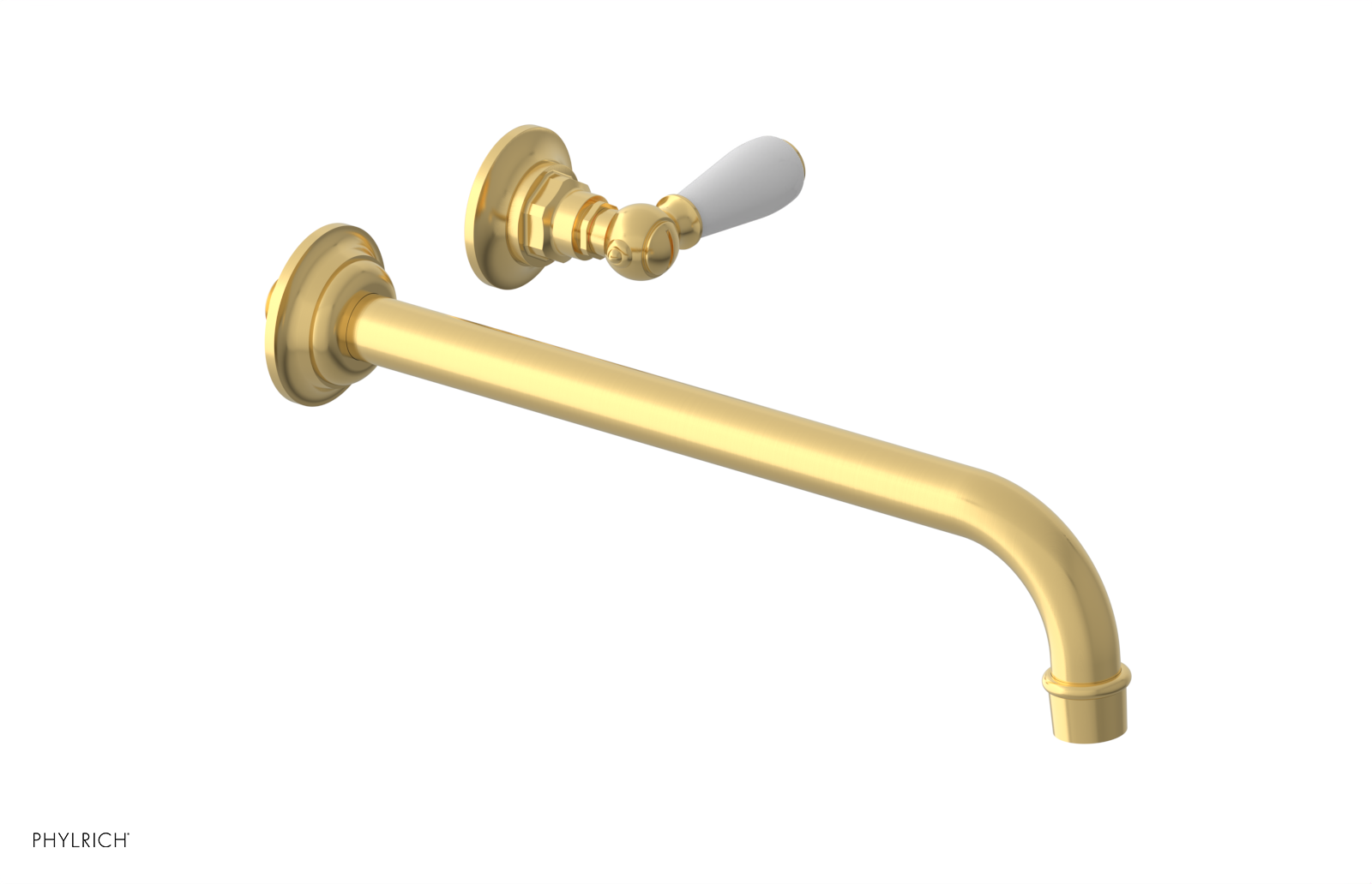 JAMESTOWN Single Handle Wall Lavatory Set - 12" Spout with "White" Accents 165-16-12