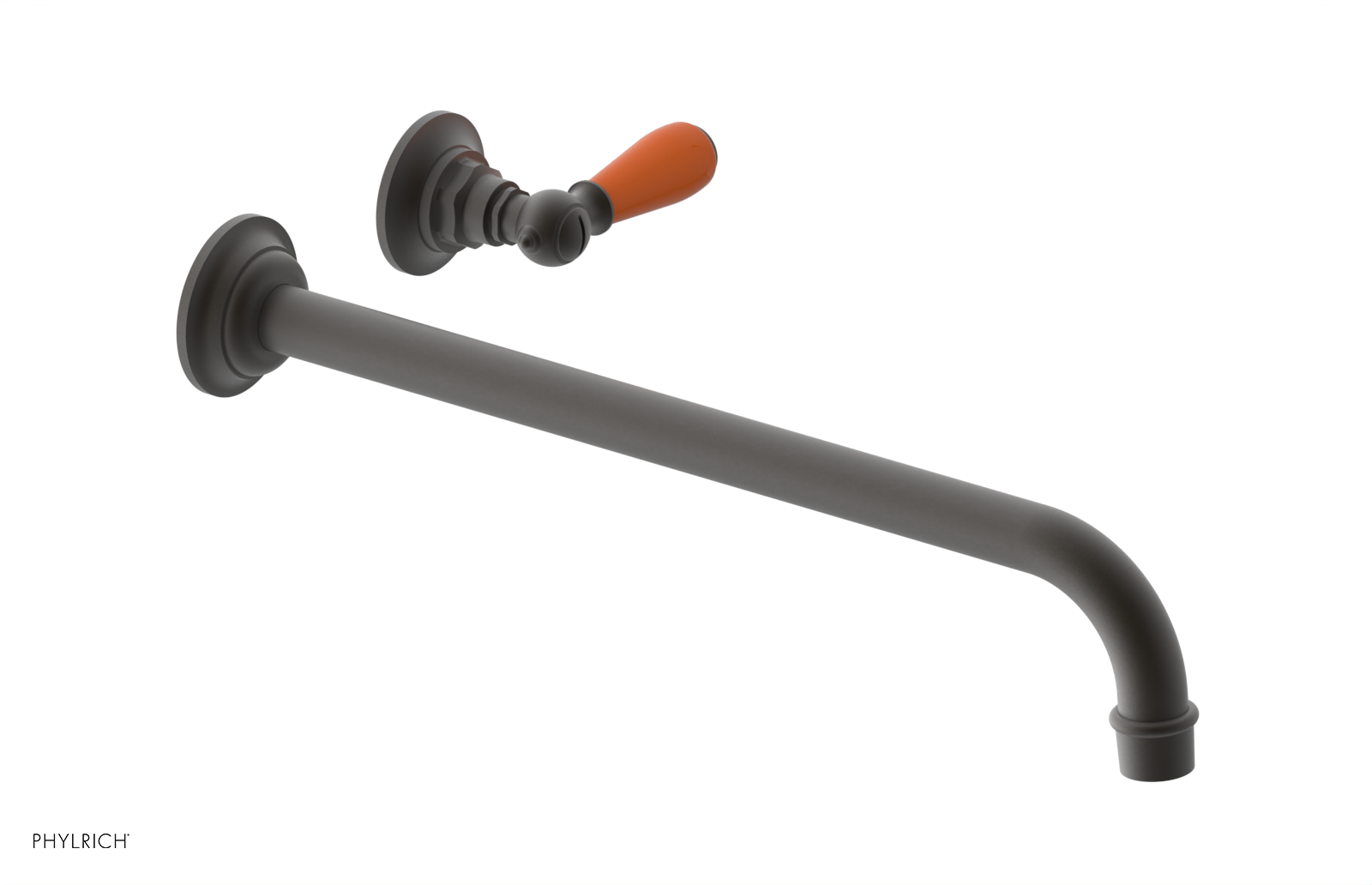 JAMESTOWN Single Handle Wall Lavatory Set - 14" Spout with "Orange" Accents 165-16-14