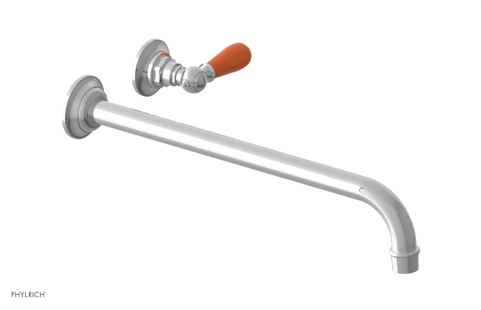 JAMESTOWN Single Handle Wall Lavatory Set - 14" Spout with "Orange" Accents 165-16-14