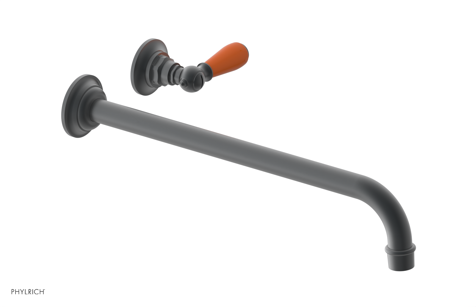 JAMESTOWN Single Handle Wall Lavatory Set - 14" Spout with "Orange" Accents 165-16-14