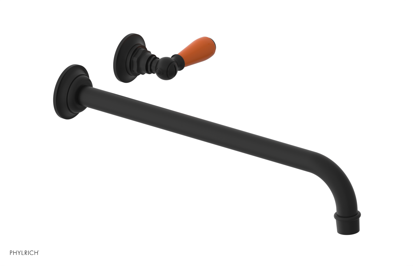 JAMESTOWN Single Handle Wall Lavatory Set - 14" Spout with "Orange" Accents 165-16-14