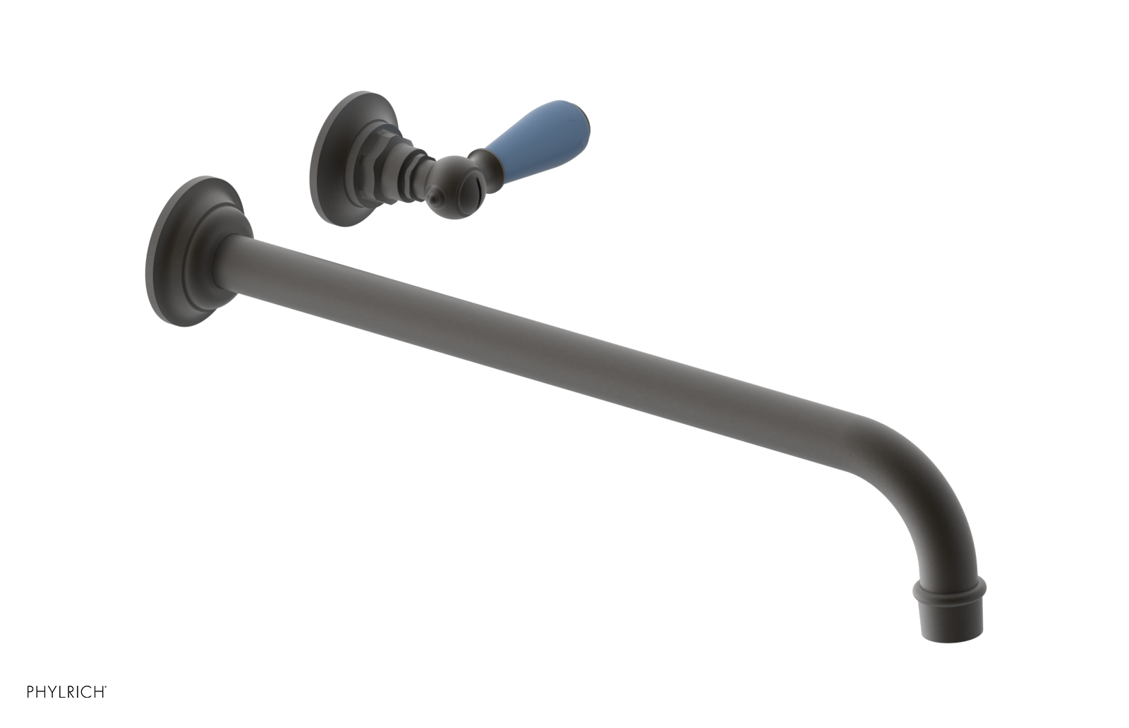 JAMESTOWN Single Handle Wall Lavatory Set - 14" Spout with "Light blue" Accents 165-16-14