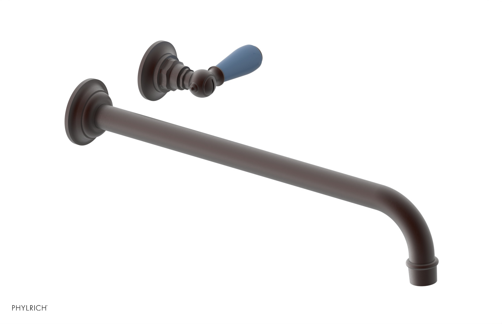 JAMESTOWN Single Handle Wall Lavatory Set - 14" Spout with "Light blue" Accents 165-16-14