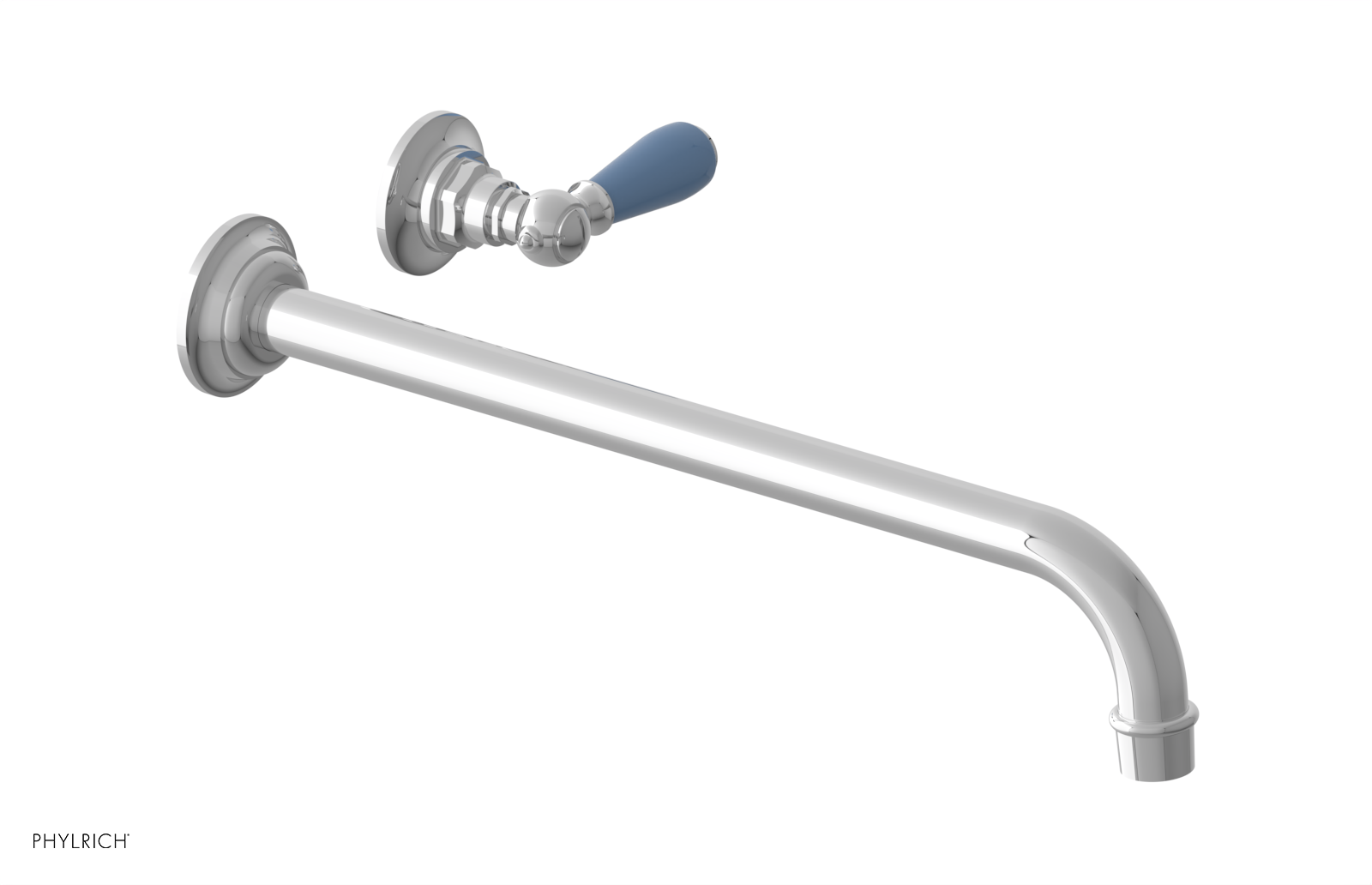 JAMESTOWN Single Handle Wall Lavatory Set - 14" Spout with "Light blue" Accents 165-16-14