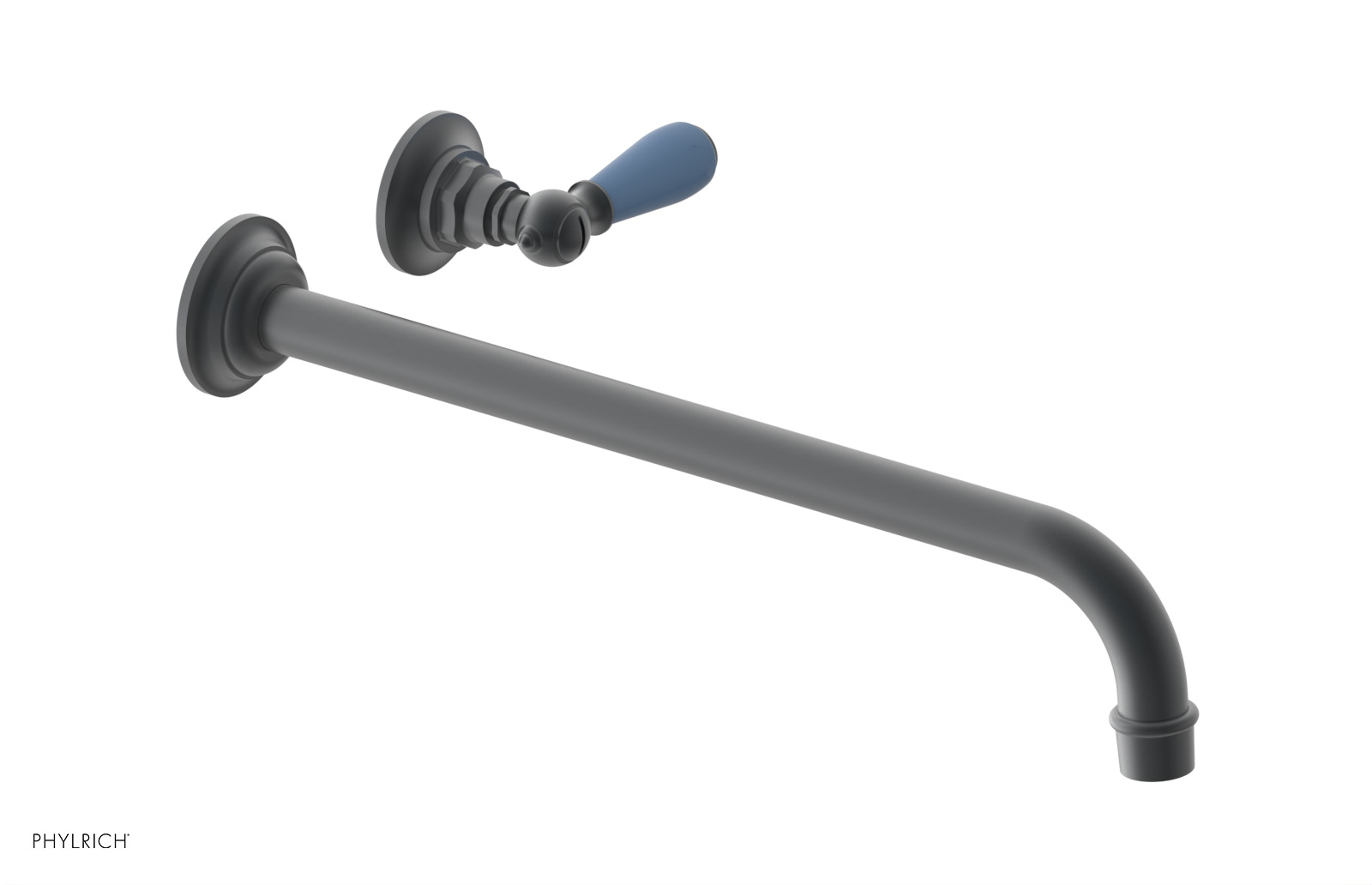 JAMESTOWN Single Handle Wall Lavatory Set - 14" Spout with "Light blue" Accents 165-16-14