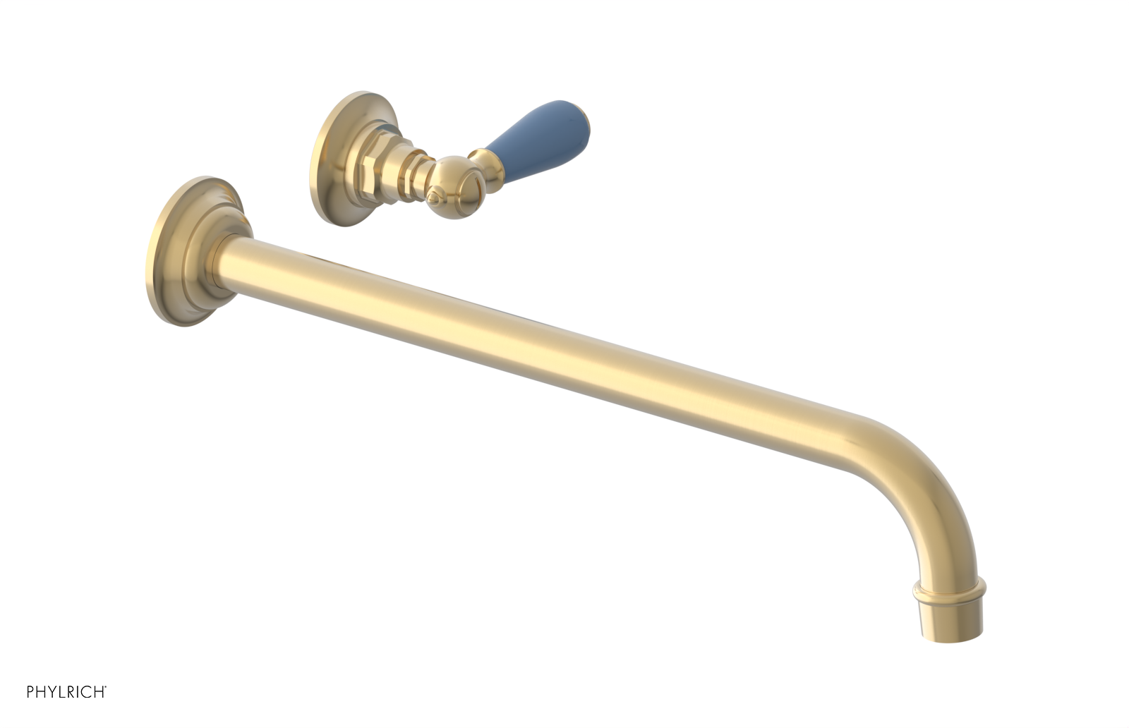 JAMESTOWN Single Handle Wall Lavatory Set - 14" Spout with "Light blue" Accents 165-16-14