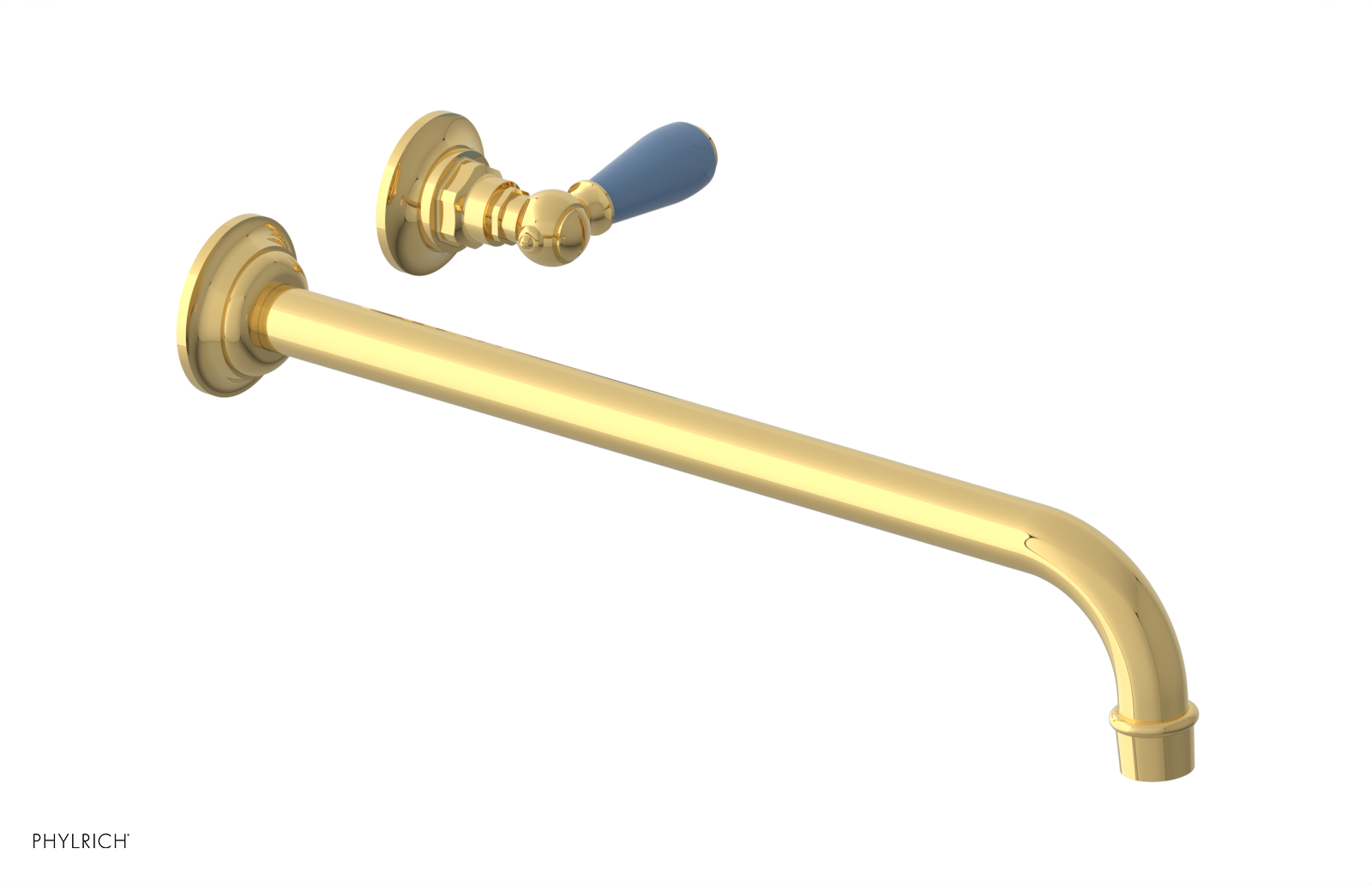 JAMESTOWN Single Handle Wall Lavatory Set - 14" Spout with "Light blue" Accents 165-16-14