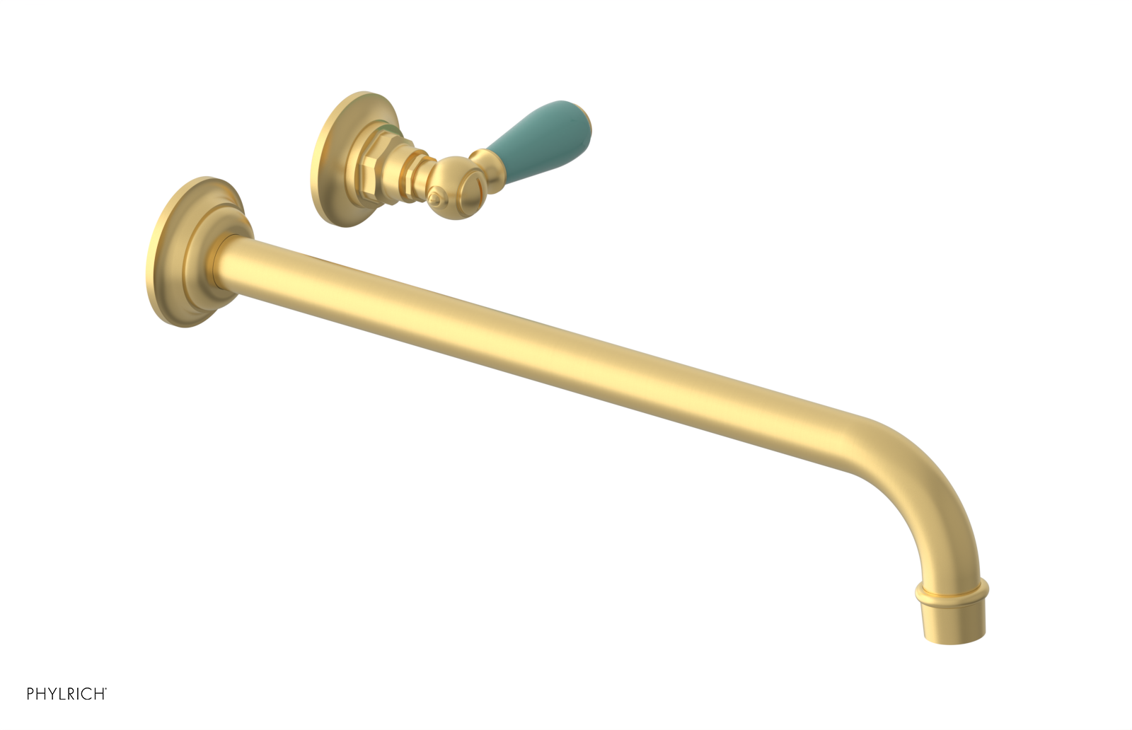 JAMESTOWN Single Handle Wall Lavatory Set - 14" Spout with "Turqoise" Accents 165-16-14