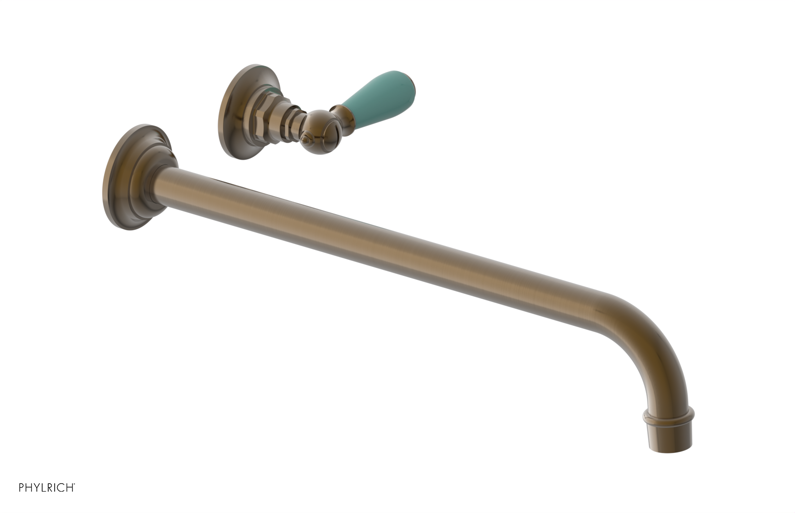 JAMESTOWN Single Handle Wall Lavatory Set - 14" Spout with "Turqoise" Accents 165-16-14