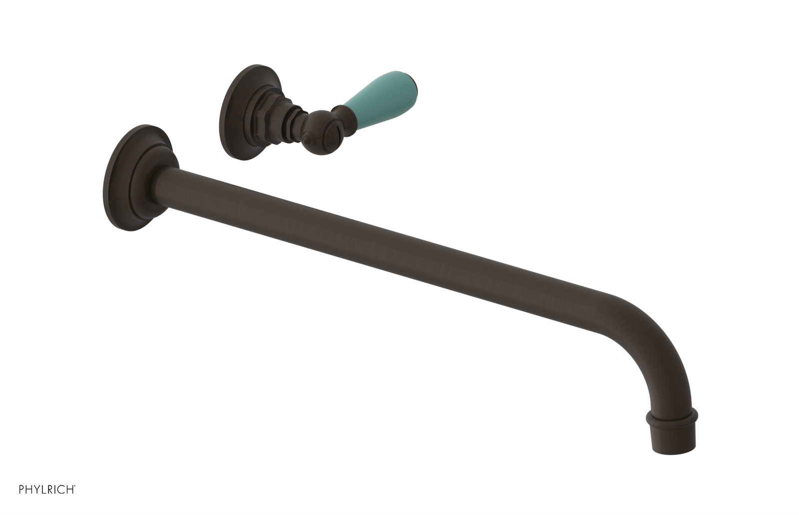 JAMESTOWN Single Handle Wall Lavatory Set - 14" Spout with "Turqoise" Accents 165-16-14