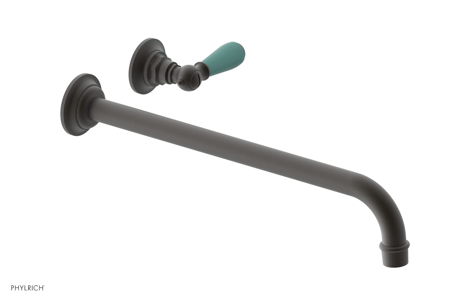 JAMESTOWN Single Handle Wall Lavatory Set - 14" Spout with "Turqoise" Accents 165-16-14