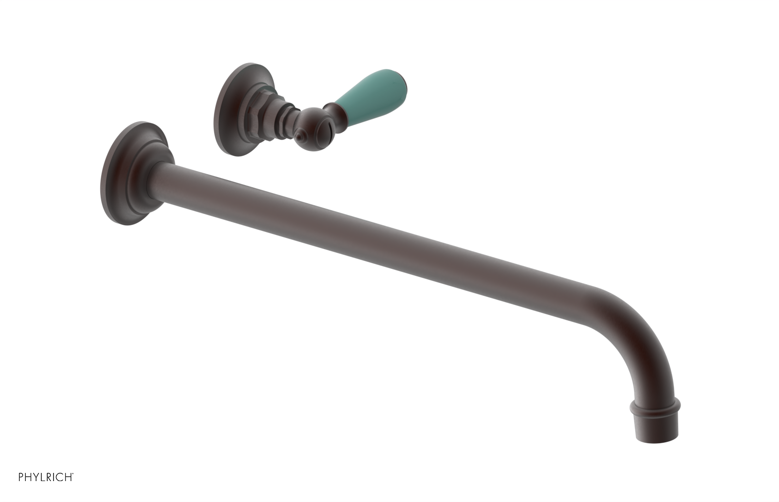 JAMESTOWN Single Handle Wall Lavatory Set - 14" Spout with "Turqoise" Accents 165-16-14