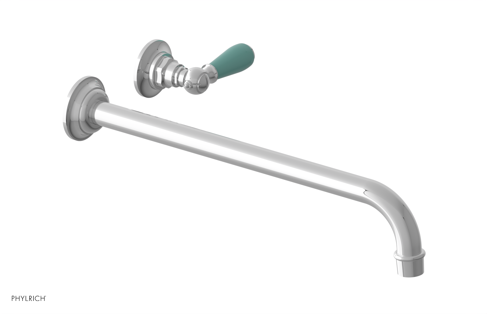 JAMESTOWN Single Handle Wall Lavatory Set - 14" Spout with "Turqoise" Accents 165-16-14