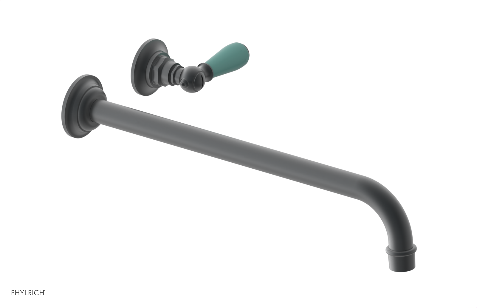 JAMESTOWN Single Handle Wall Lavatory Set - 14" Spout with "Turqoise" Accents 165-16-14