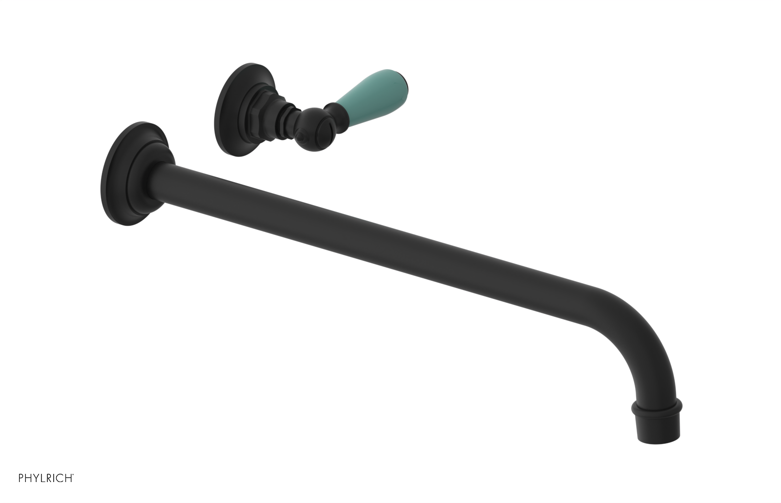 JAMESTOWN Single Handle Wall Lavatory Set - 14" Spout with "Turqoise" Accents 165-16-14