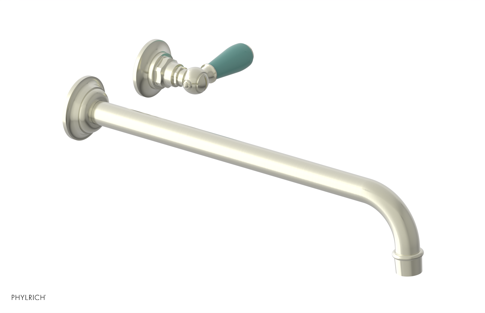 JAMESTOWN Single Handle Wall Lavatory Set - 14" Spout with "Turqoise" Accents 165-16-14