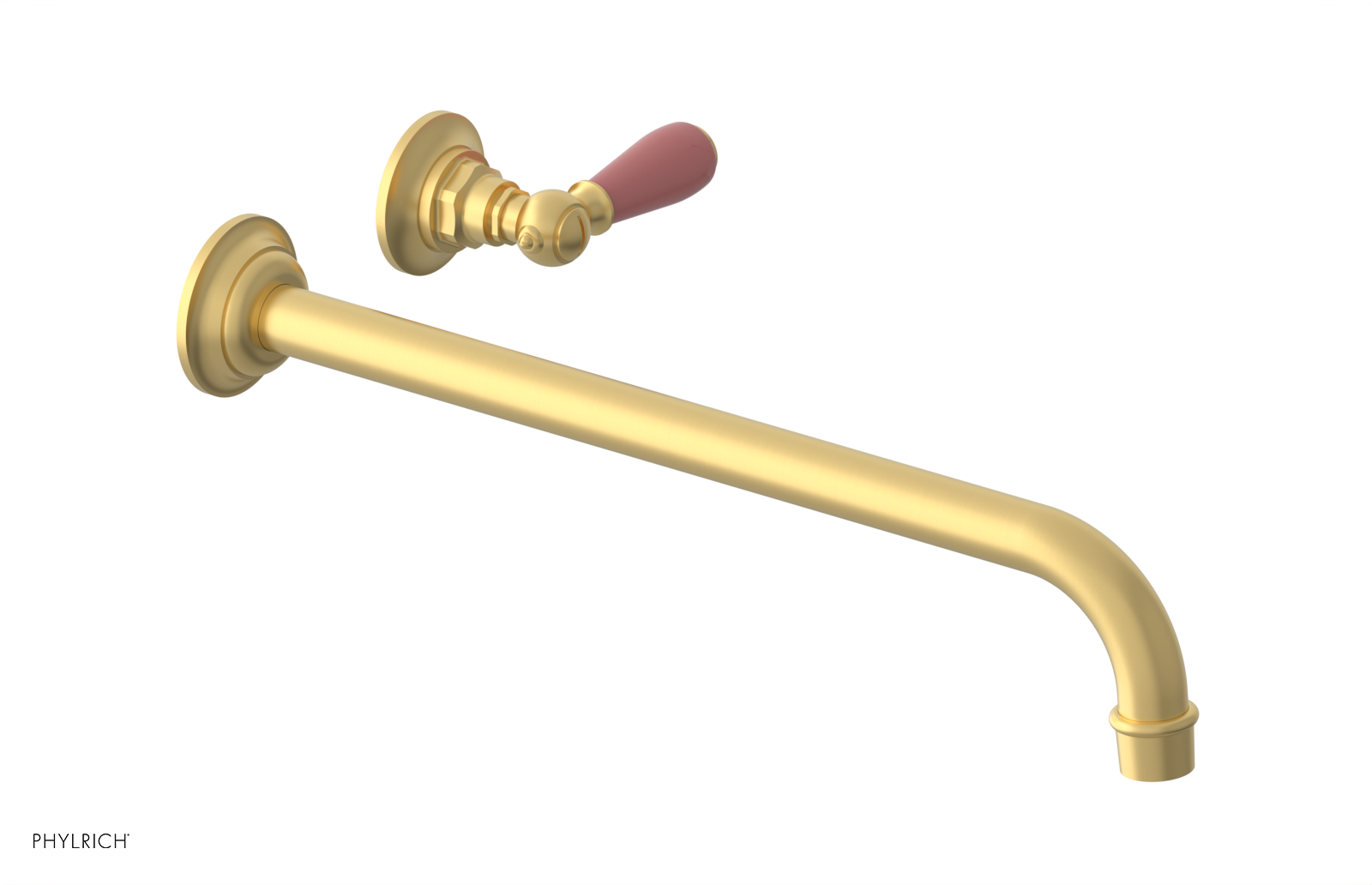 JAMESTOWN Single Handle Wall Lavatory Set - 14" Spout with "Pink" Accents 165-16-14