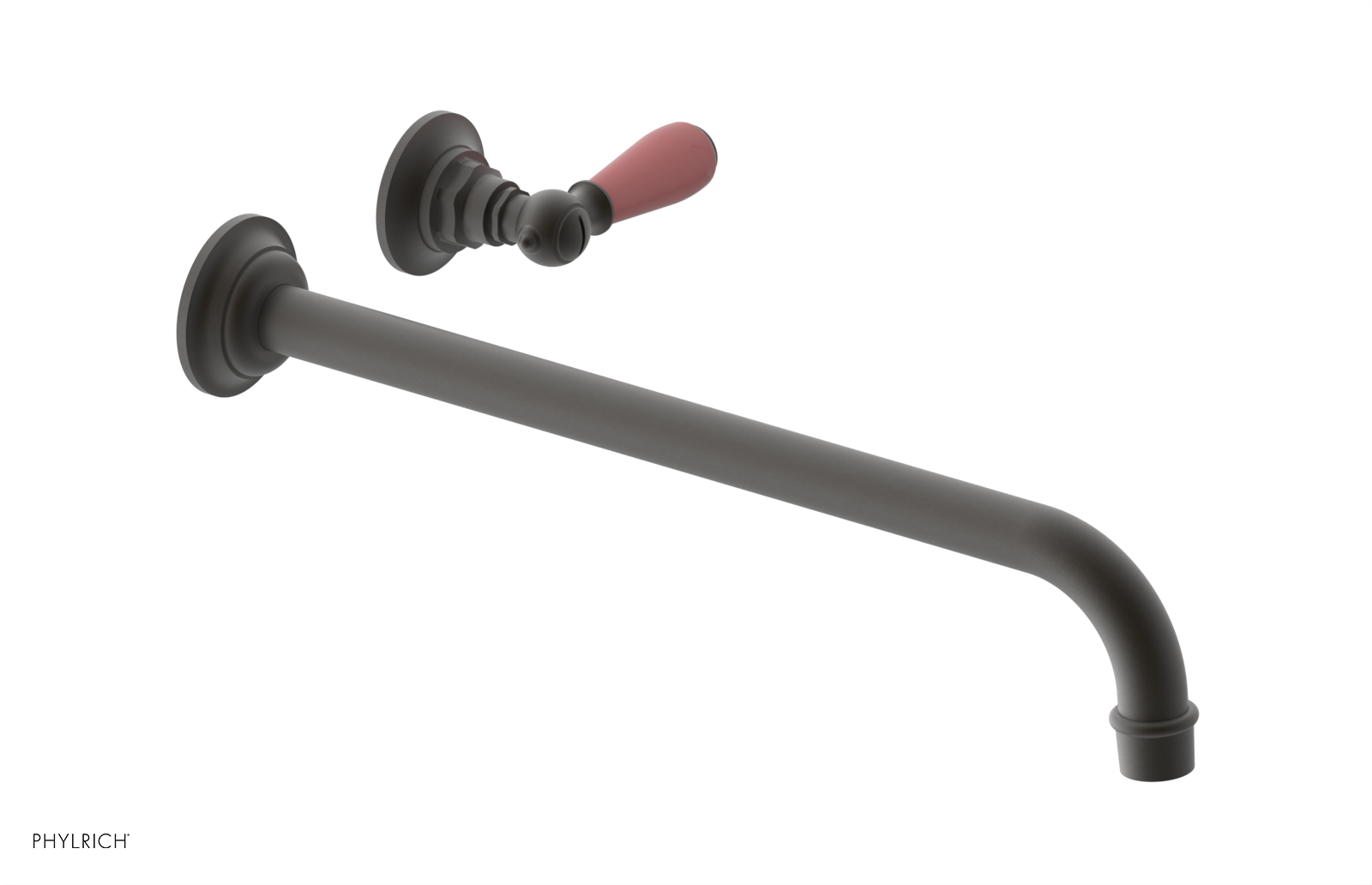 JAMESTOWN Single Handle Wall Lavatory Set - 14" Spout with "Pink" Accents 165-16-14