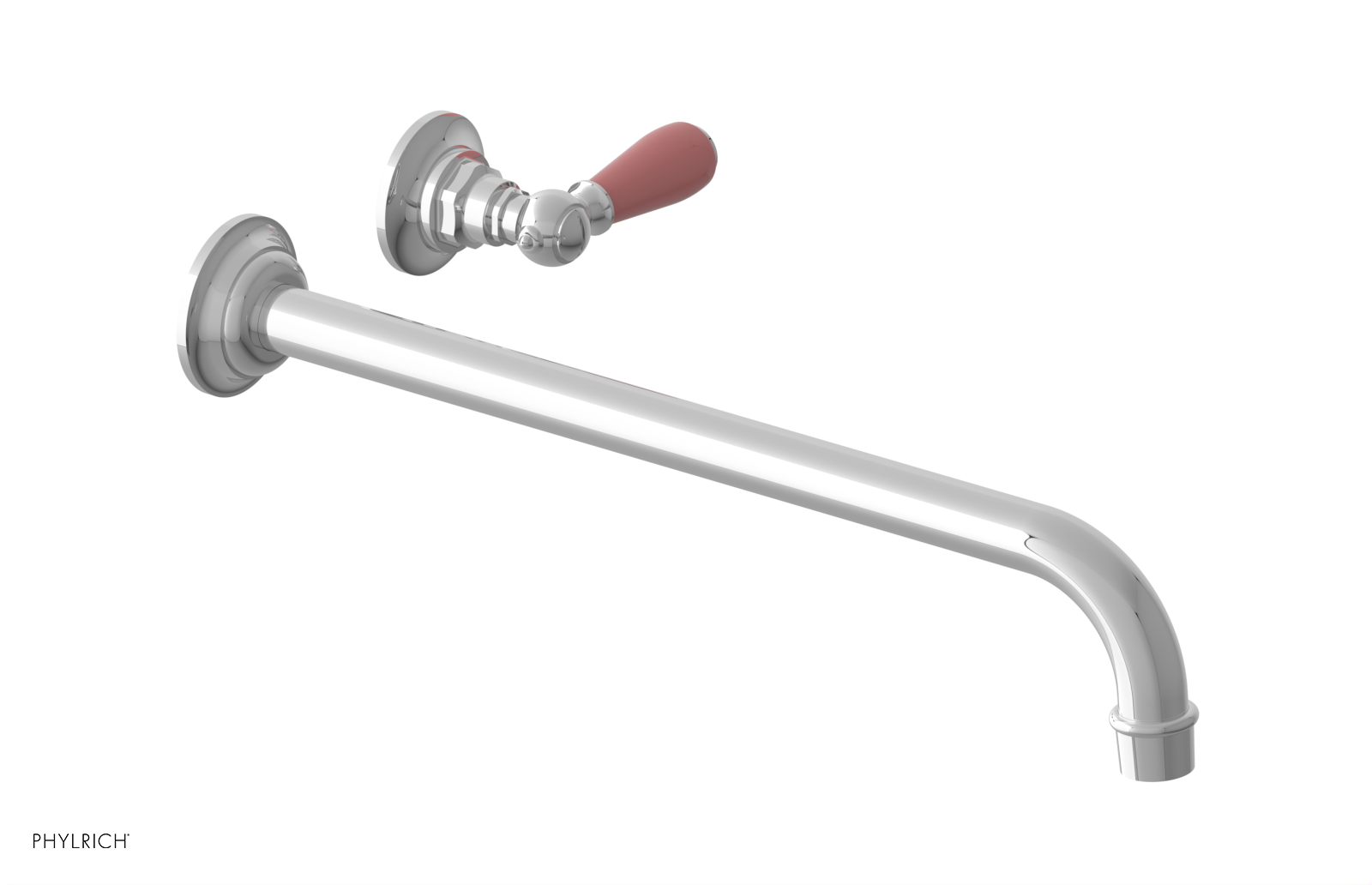 JAMESTOWN Single Handle Wall Lavatory Set - 14" Spout with "Pink" Accents 165-16-14