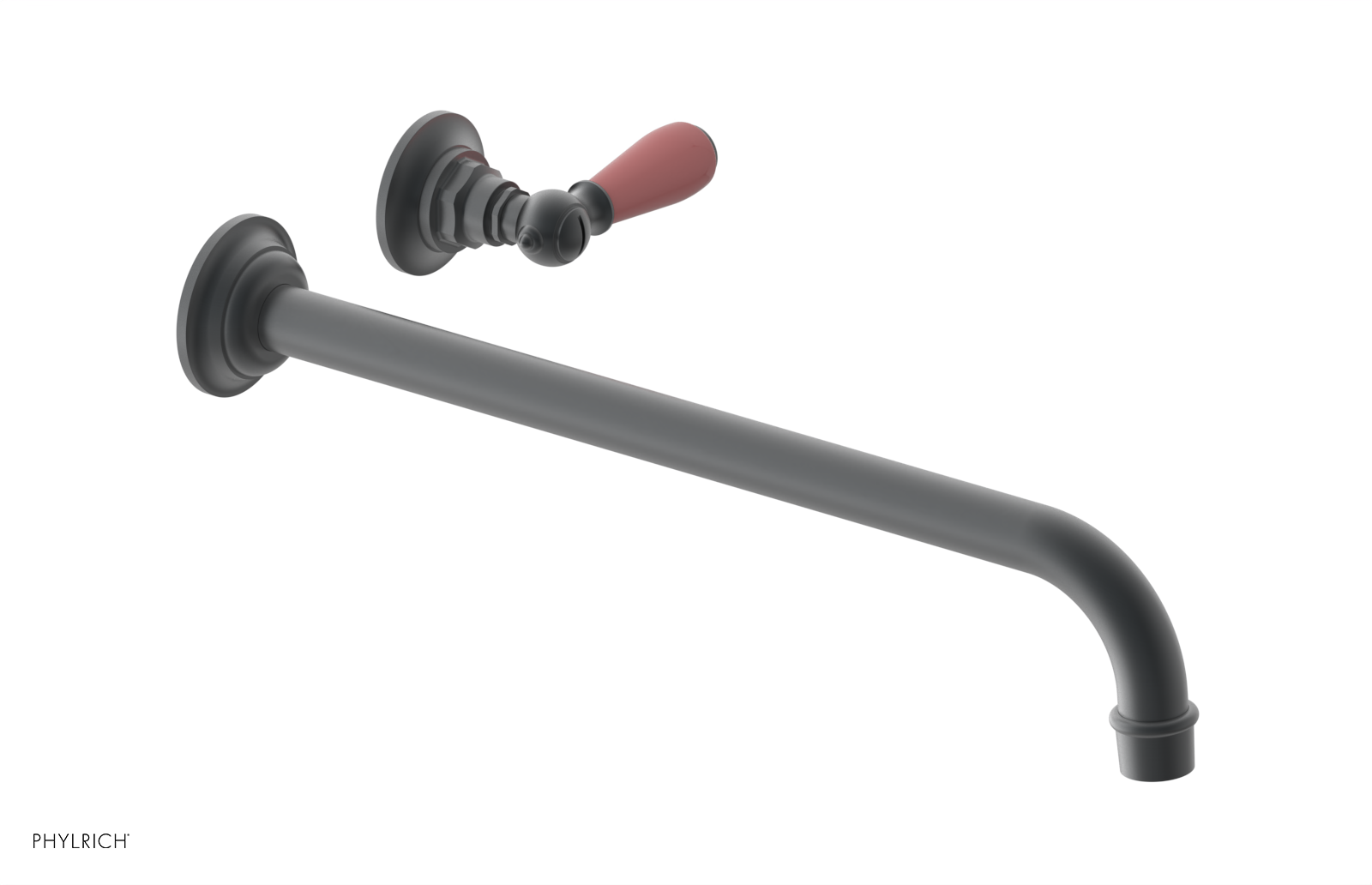 JAMESTOWN Single Handle Wall Lavatory Set - 14" Spout with "Pink" Accents 165-16-14